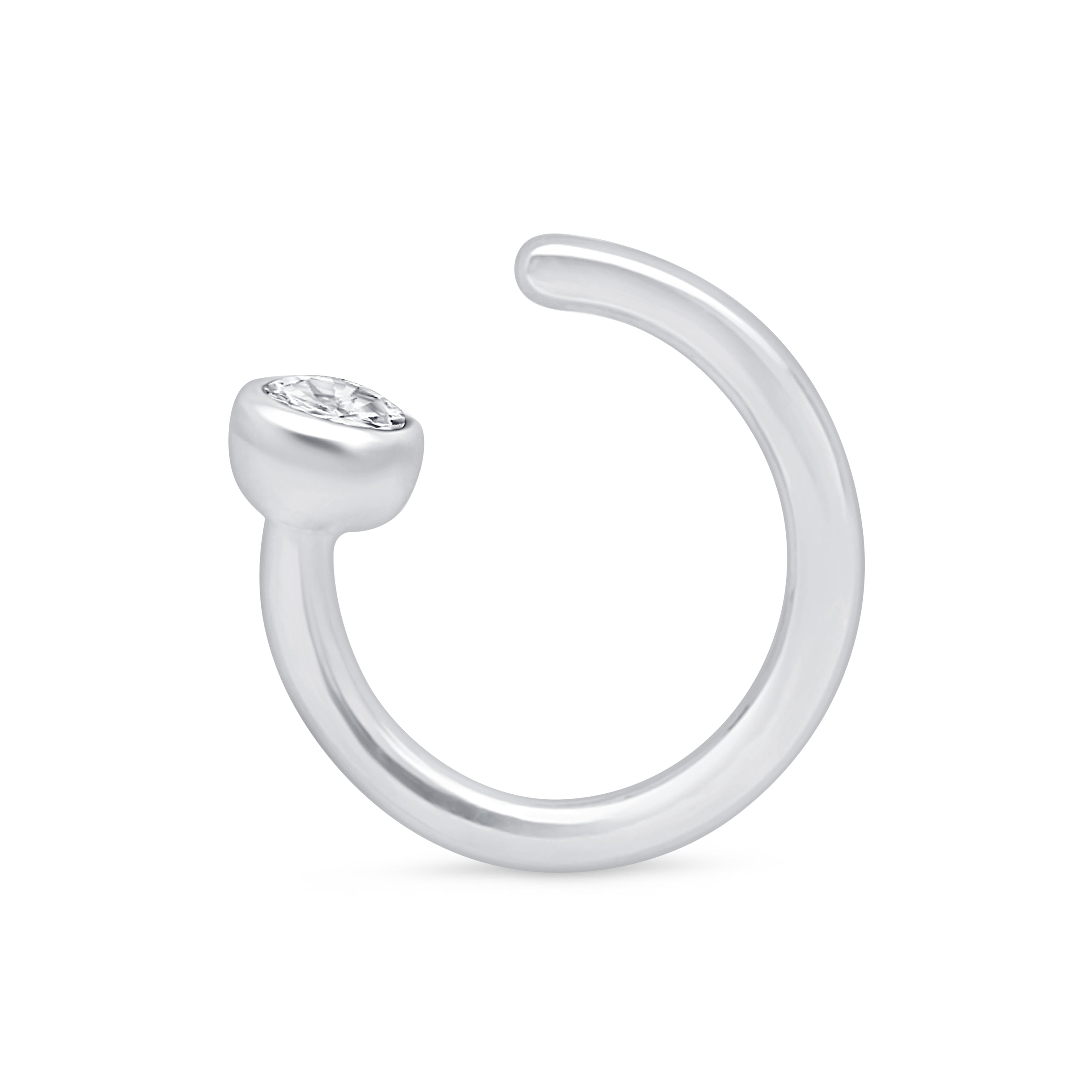 Cubic Zirconia Ear Cuff in Solid 14k White Gold