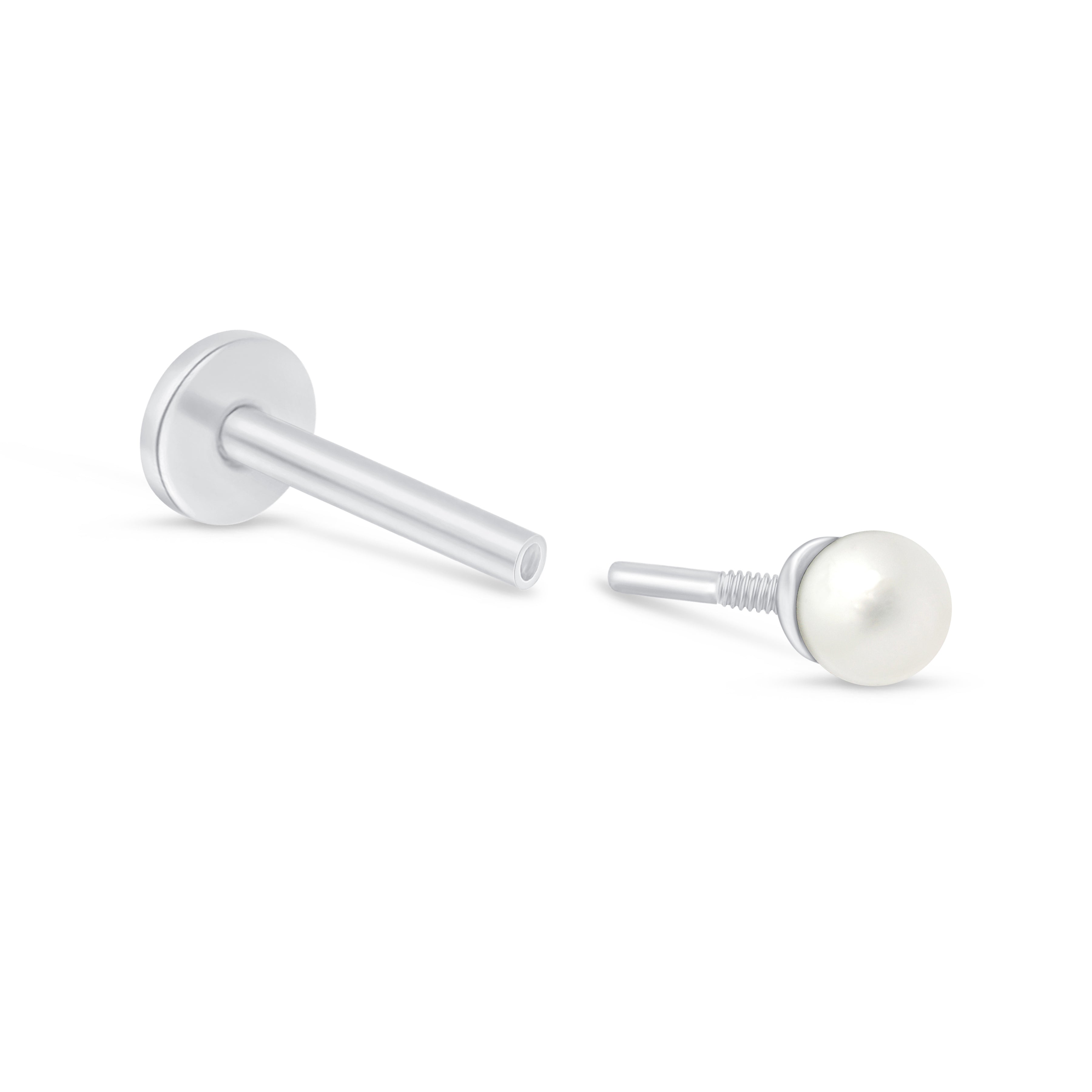 Pearl Flat Back Stud Flat Back Stud in Solid 14k White Gold