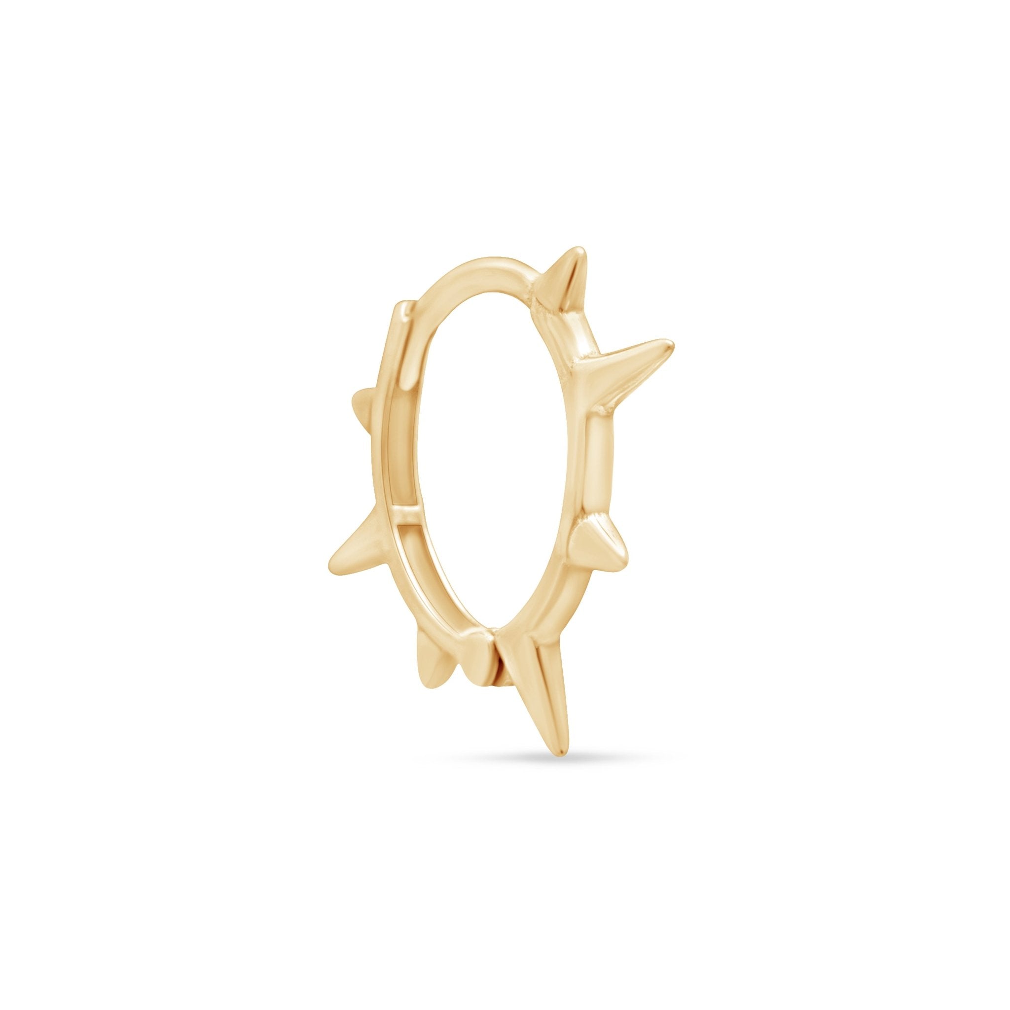 Spiked Huggie Hoop in Solid 14k Yellow Gold