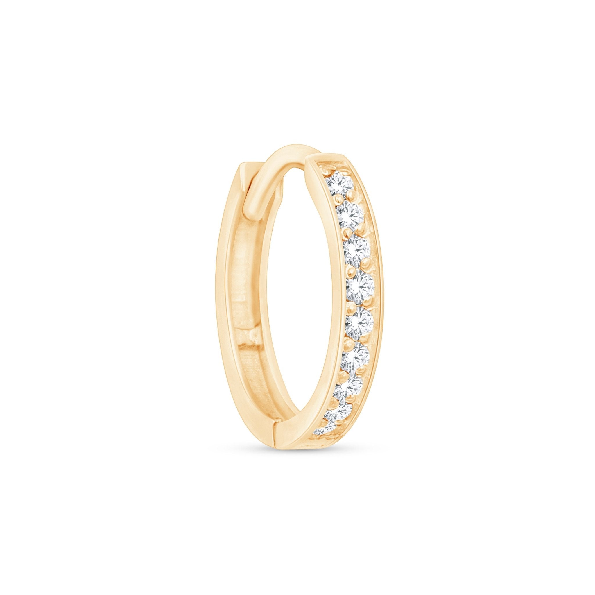 Gemstone Cartilage Hoop Earring in Solid 14k Yellow Gold