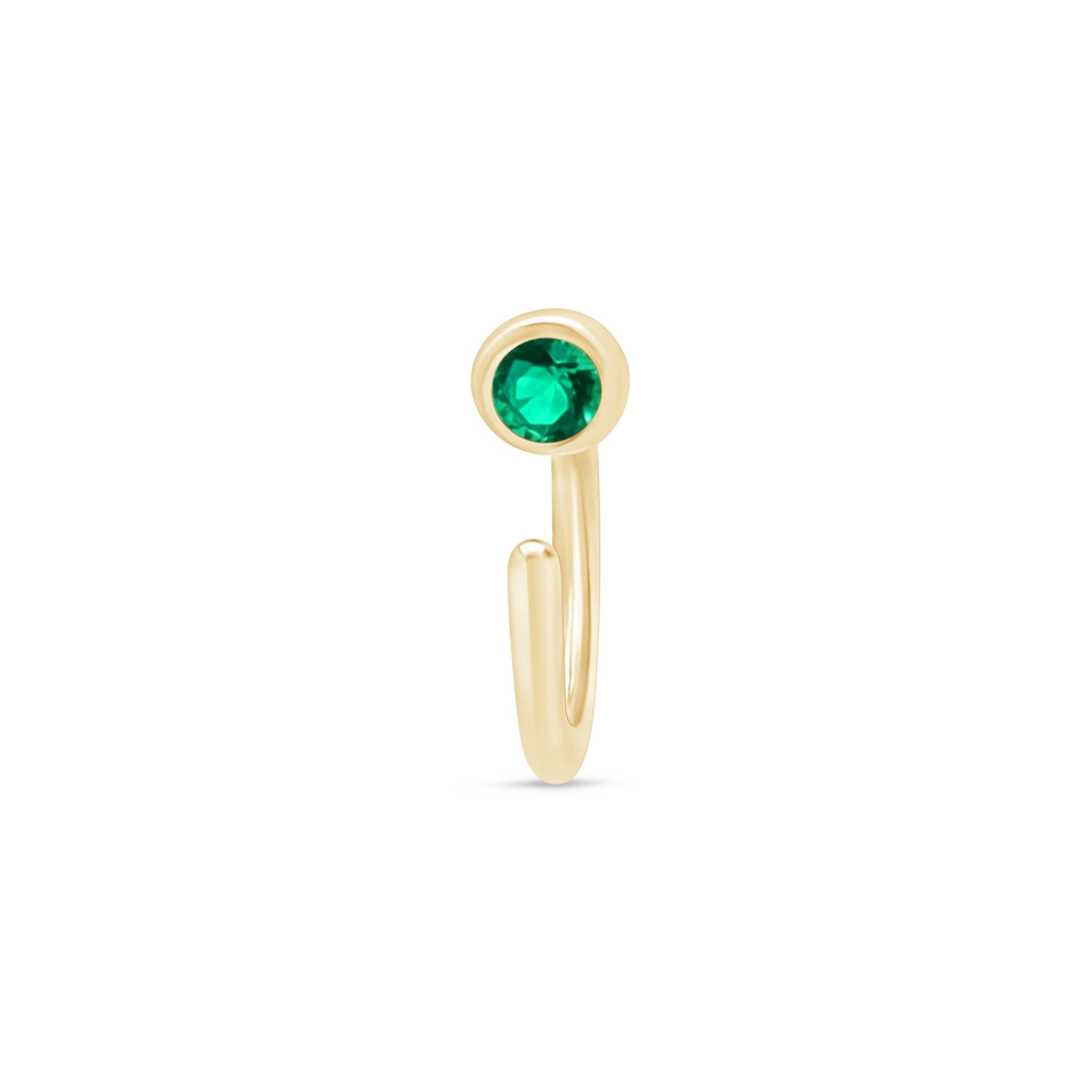 Emerald Ear Cuff in Solid 14k Yellow Gold