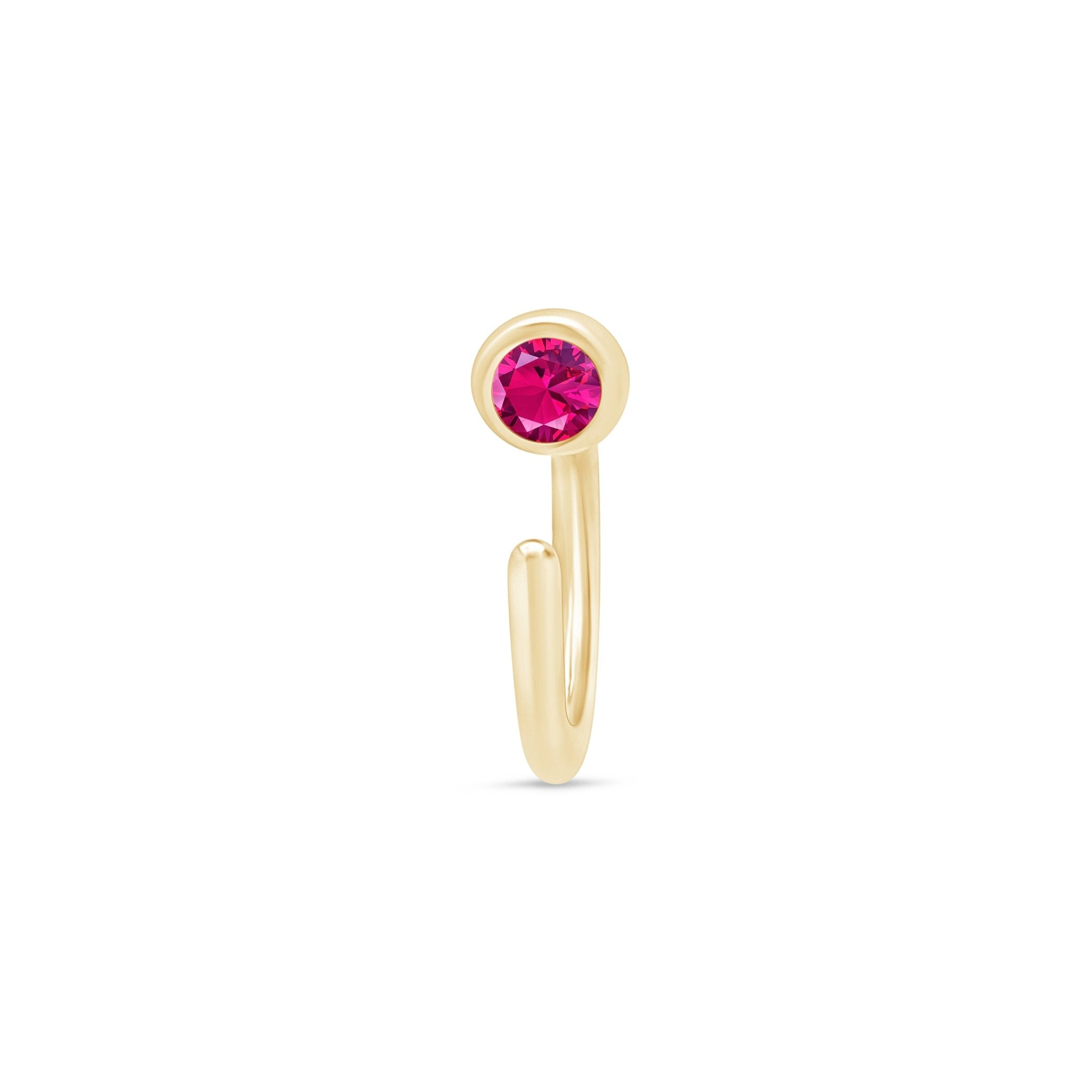 Ruby Ear Cuff in Solid 14k Yellow Gold