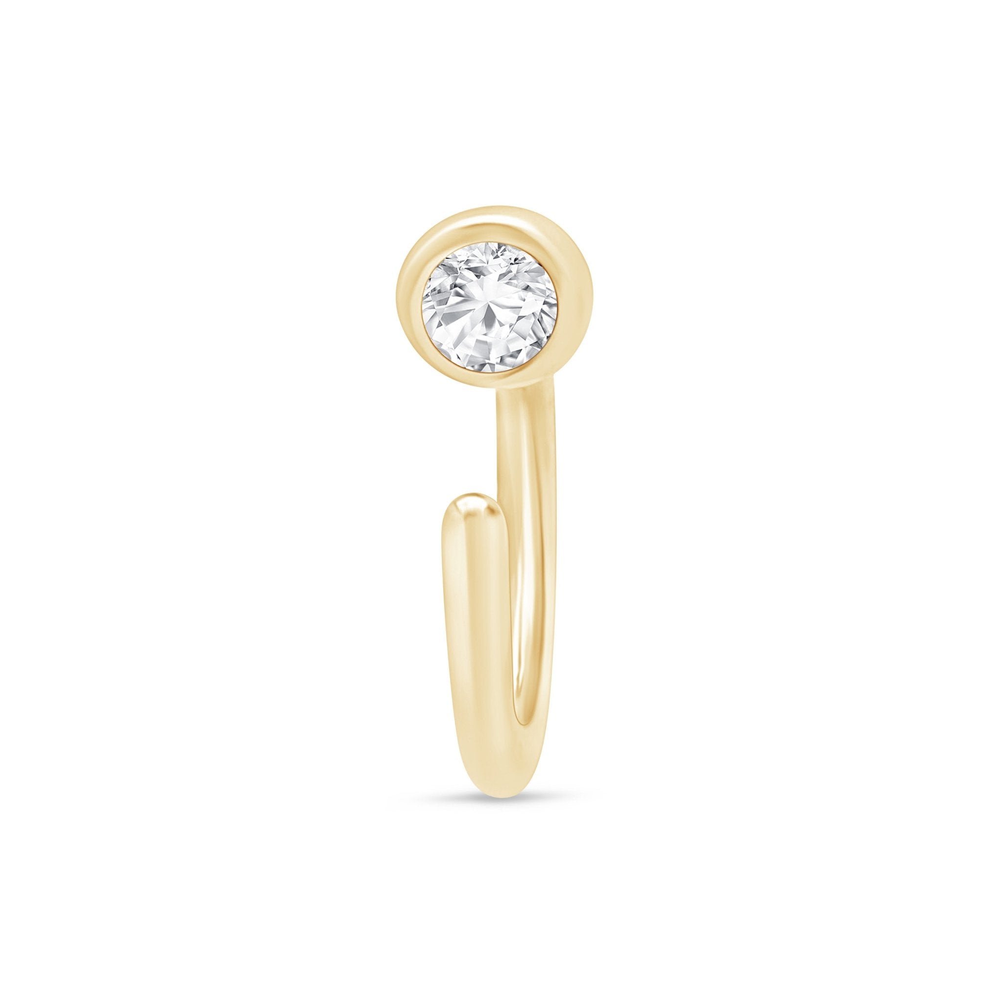 Cubic Zirconia Ear Cuff in Solid 14k Yellow Gold