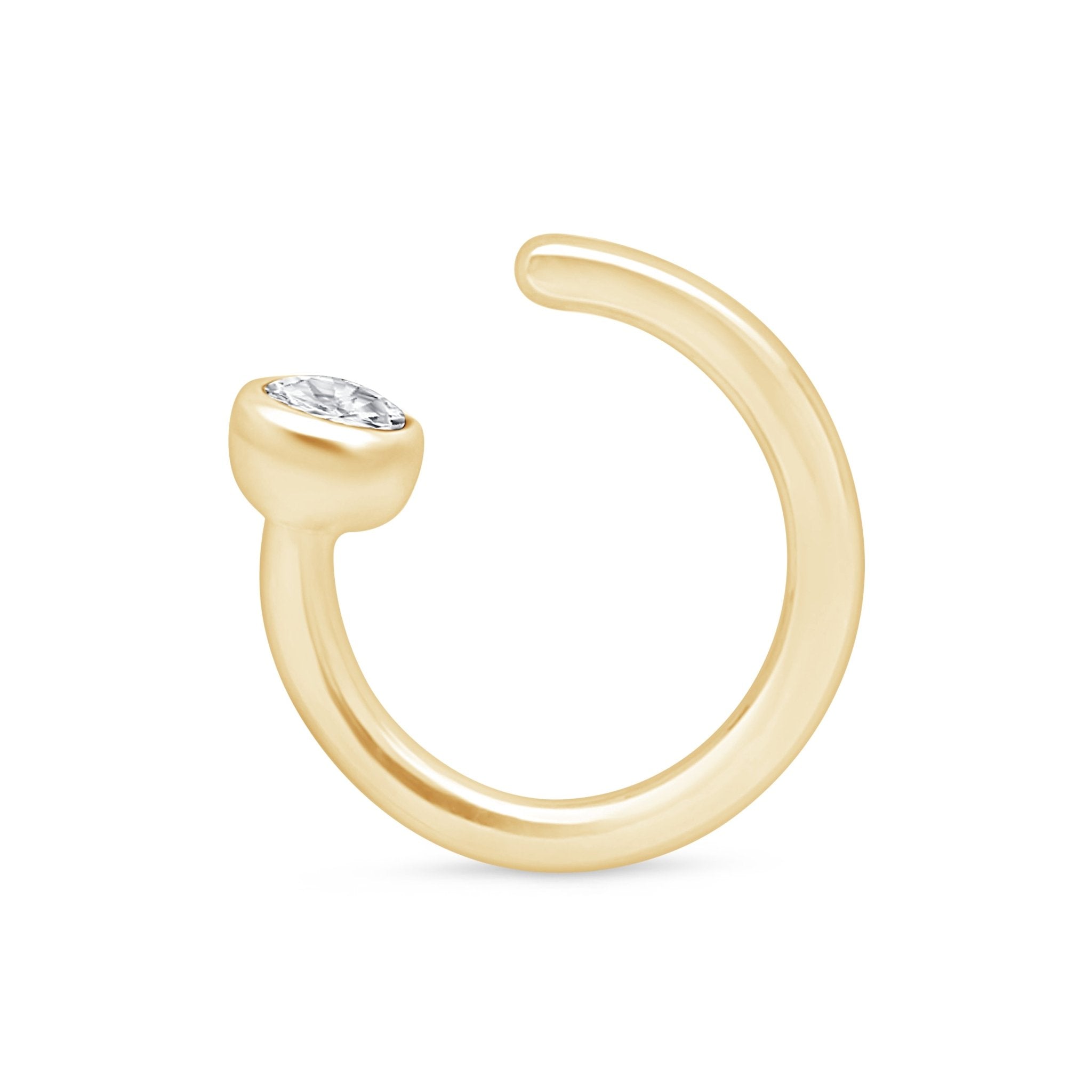 Cubic Zirconia Ear Cuff in Solid 14k Yellow Gold