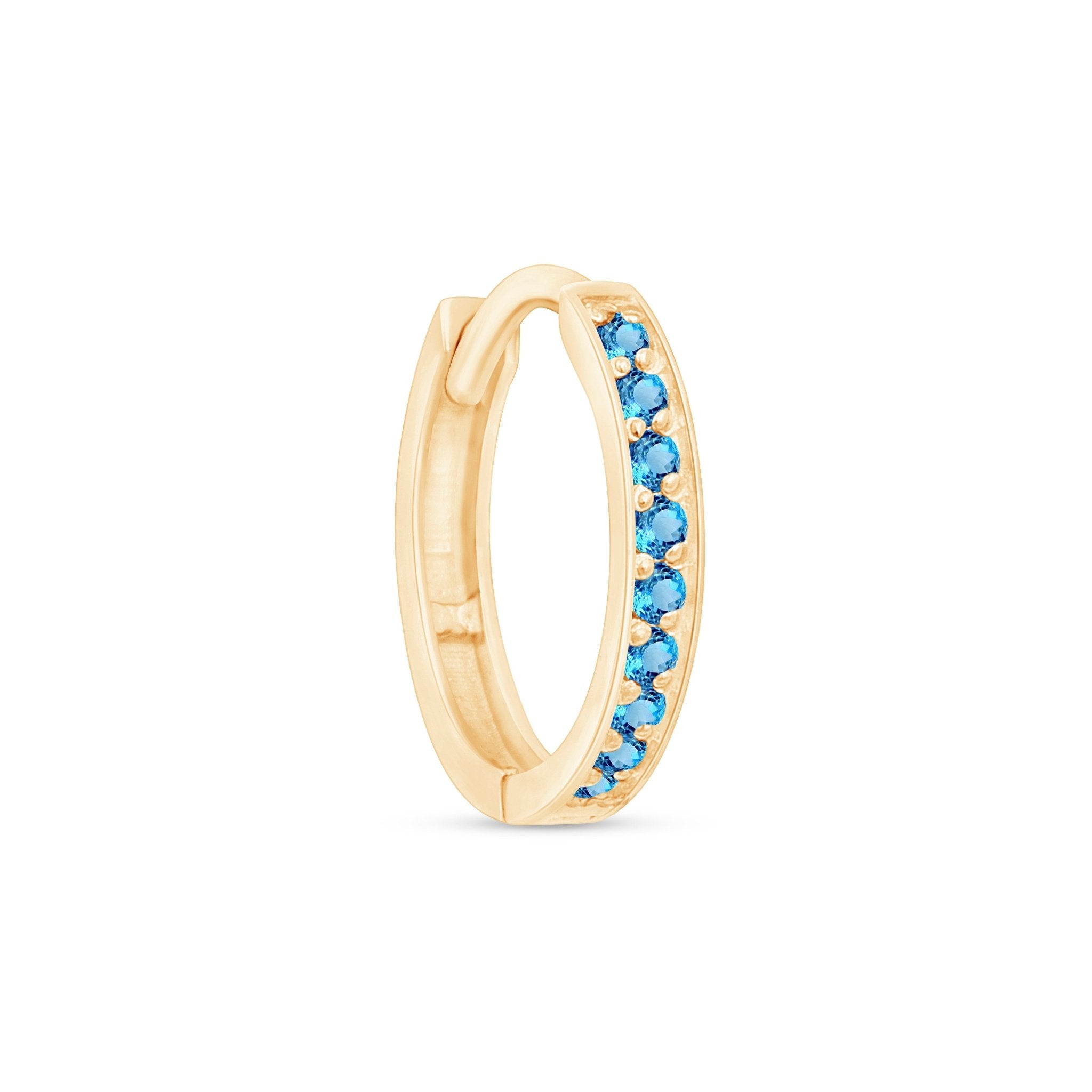 London Blue Topaz Cartilage Hoop in Solid 14k Yellow Gold