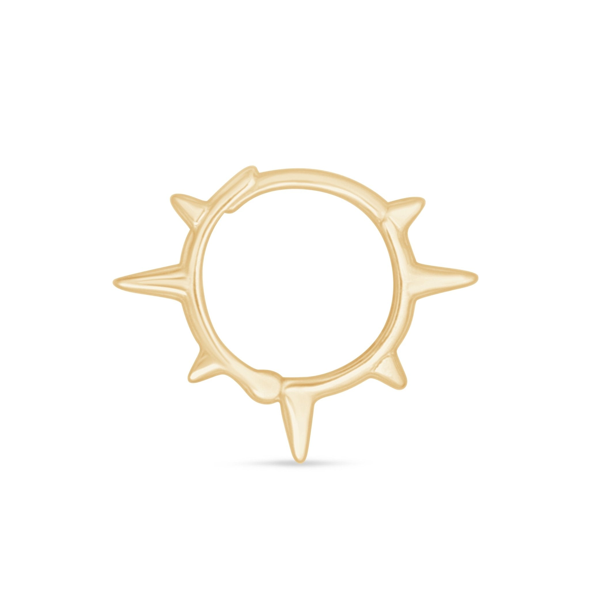 Spiked Huggie Hoop in Solid 14k Yellow Gold