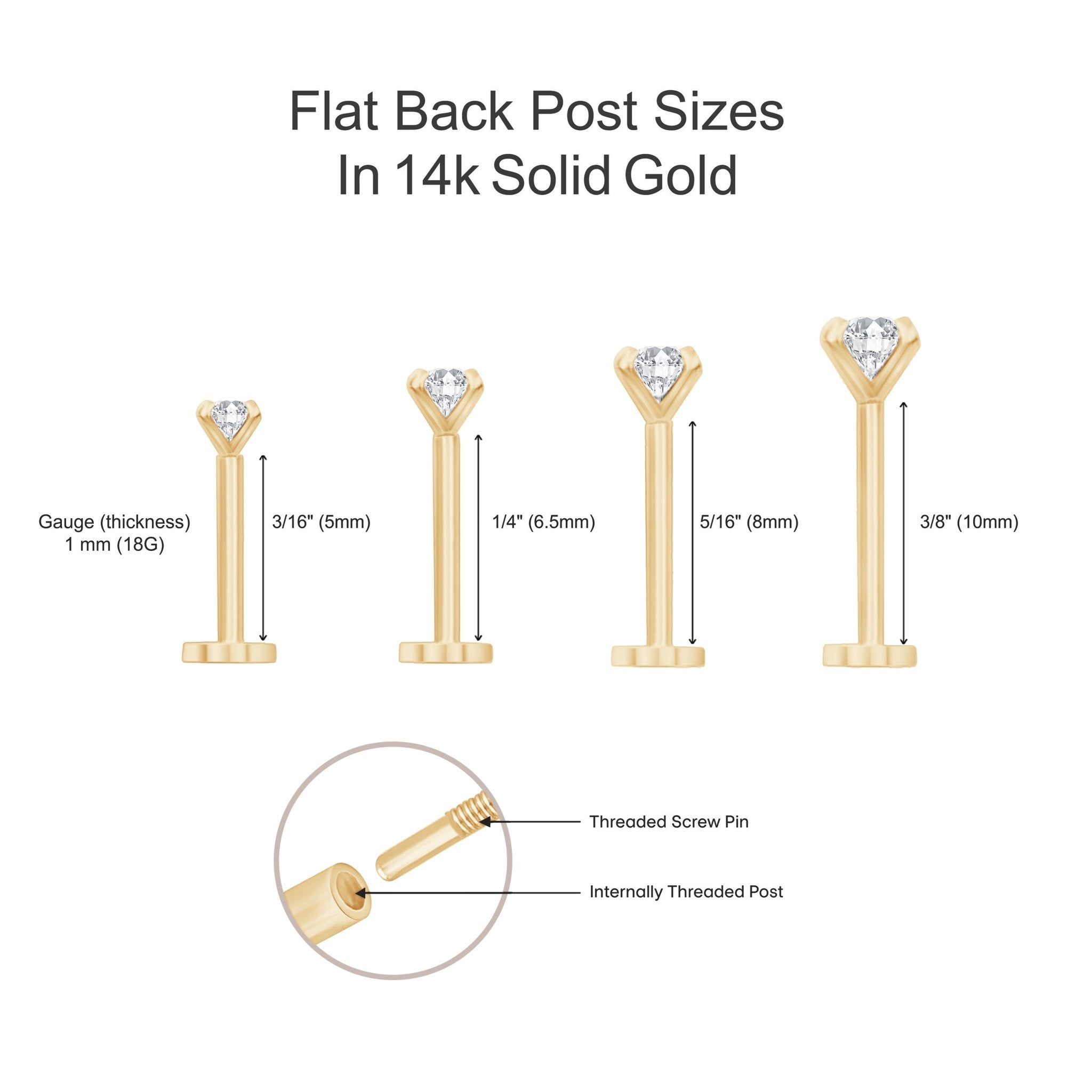 Blue Topaz Bee Flat Back Stud in Solid 14k Yellow Gold