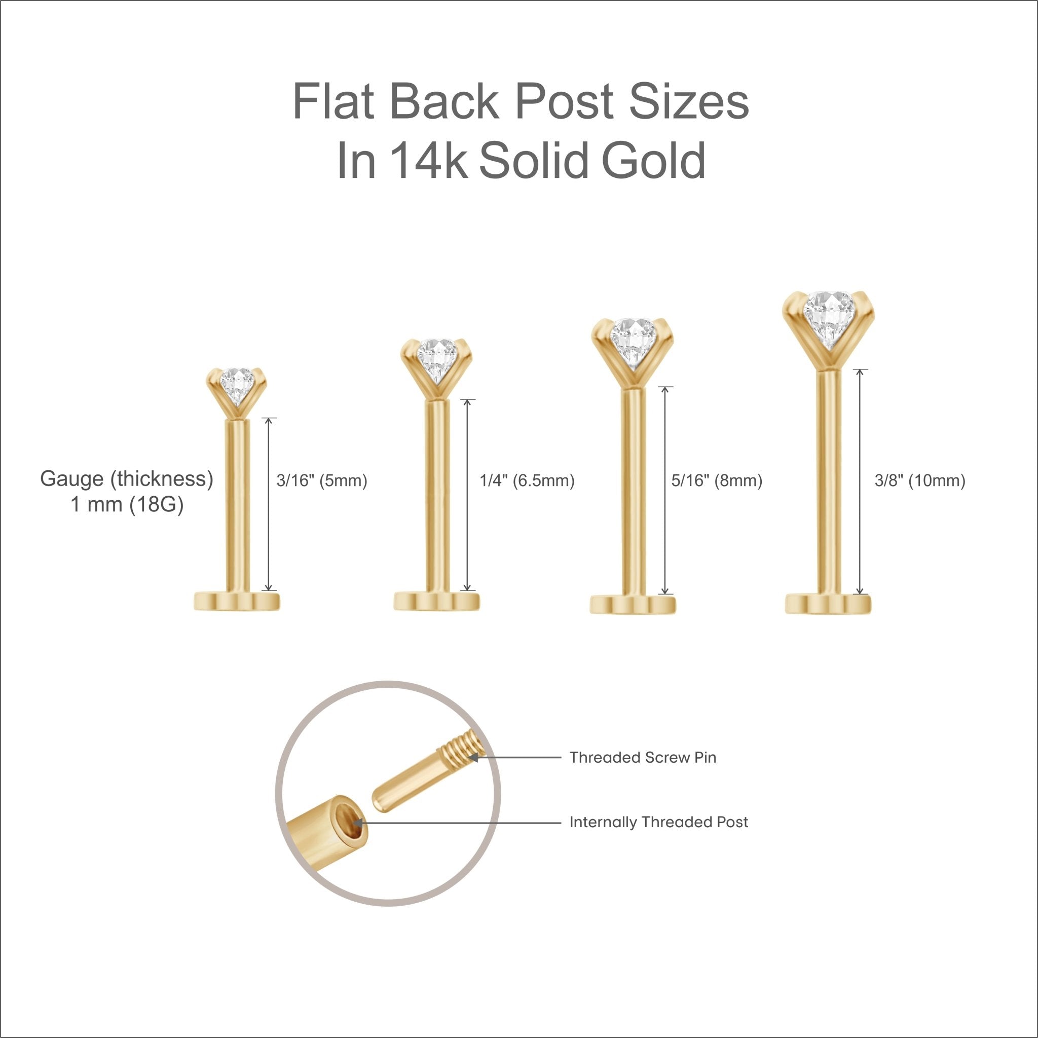 Flat Back Earring Post in Solid 14k Gold - Internally Threaded Estellacollection #product_description# 14k Flat Back Stud Earrings Ready to Ship #tag4# #tag5# #tag6# #tag7# #tag8# #tag9# #tag10# 14k White Gold 5MM