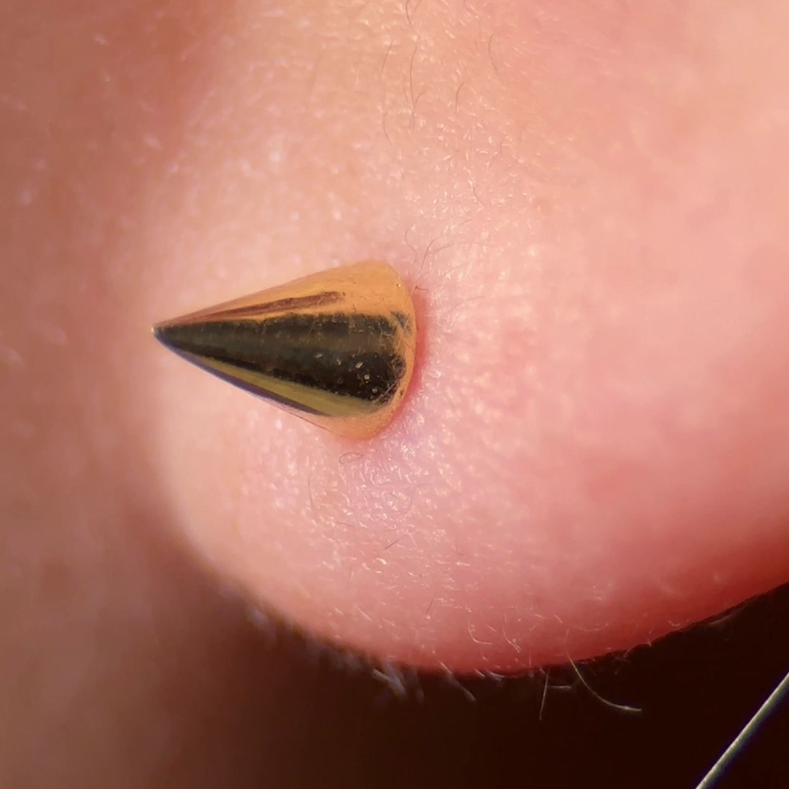 Spike Flat Back Stud in Solid 14k Yellow Gold
