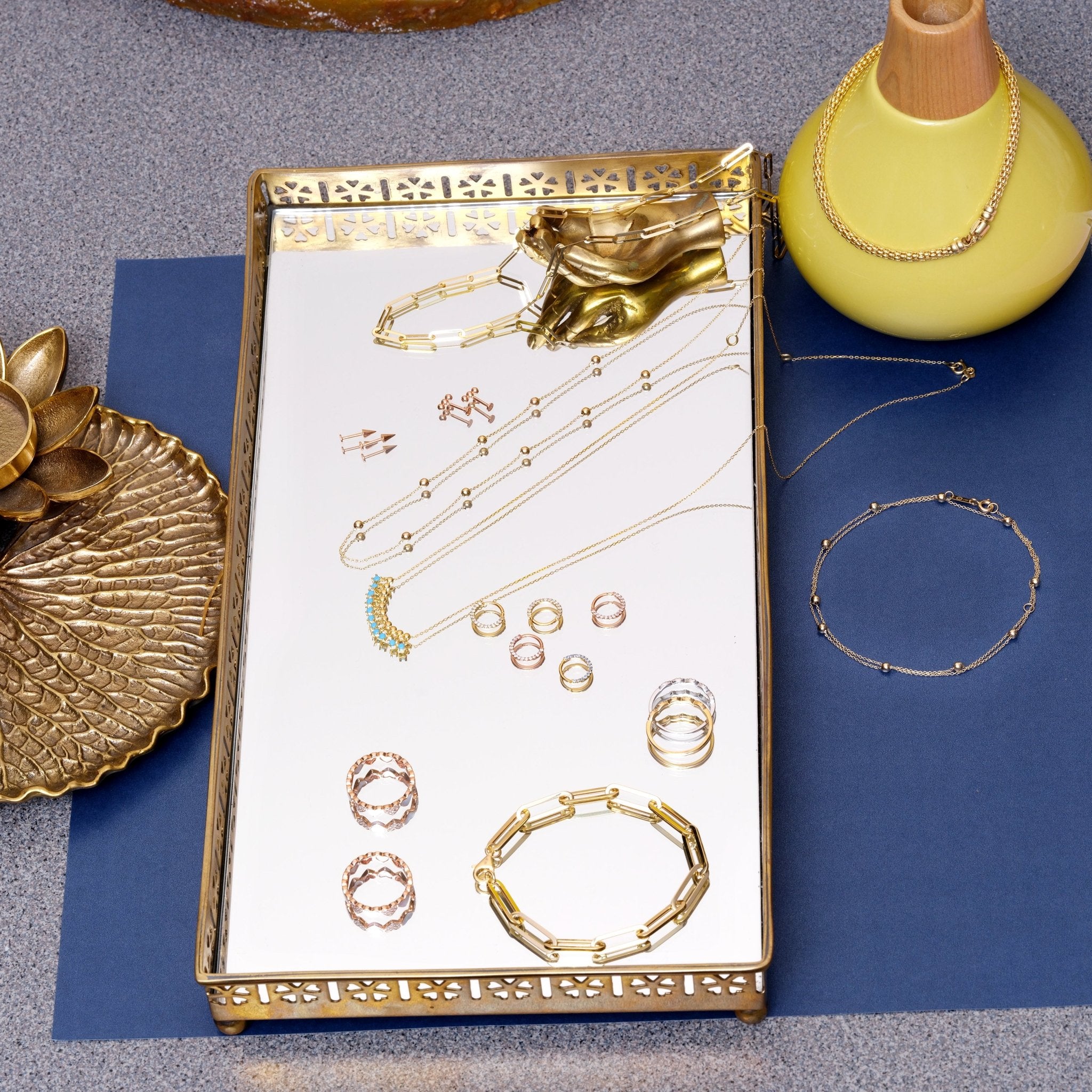 Turquoise Fringe Necklace in Solid 14k Yellow Gold