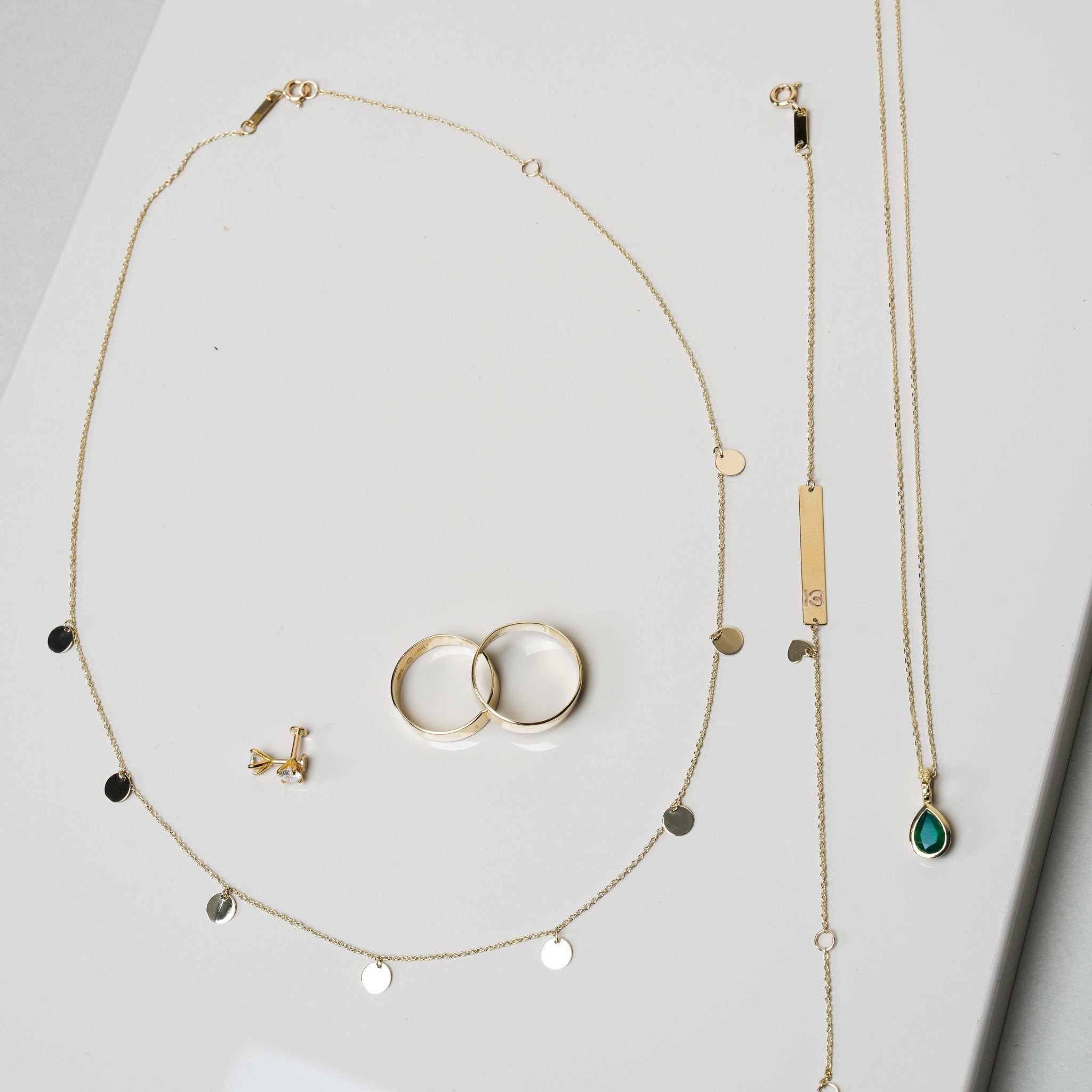 Coin Station Necklace in Solid 10k Yellow Gold