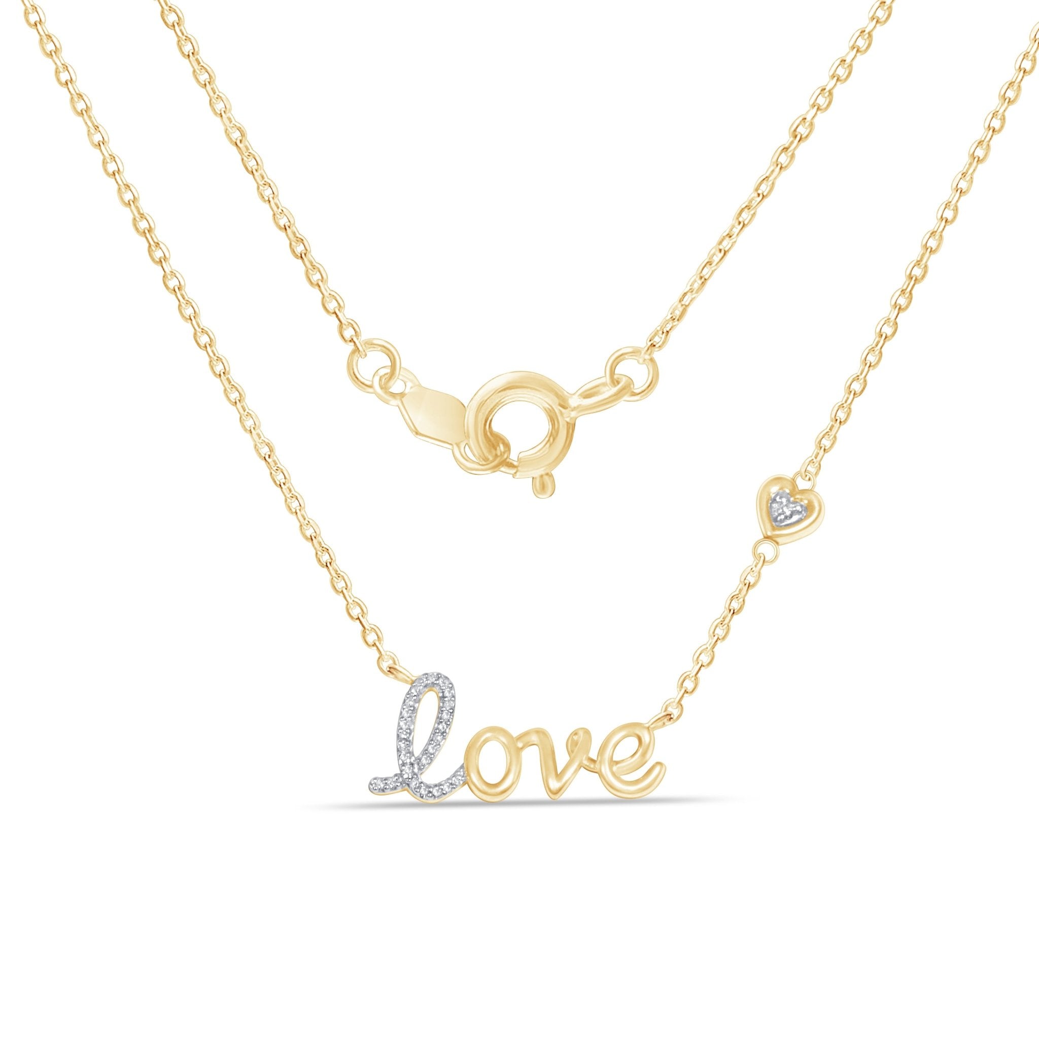 Diamond Love Necklace in Solid 14k Yellow Gold