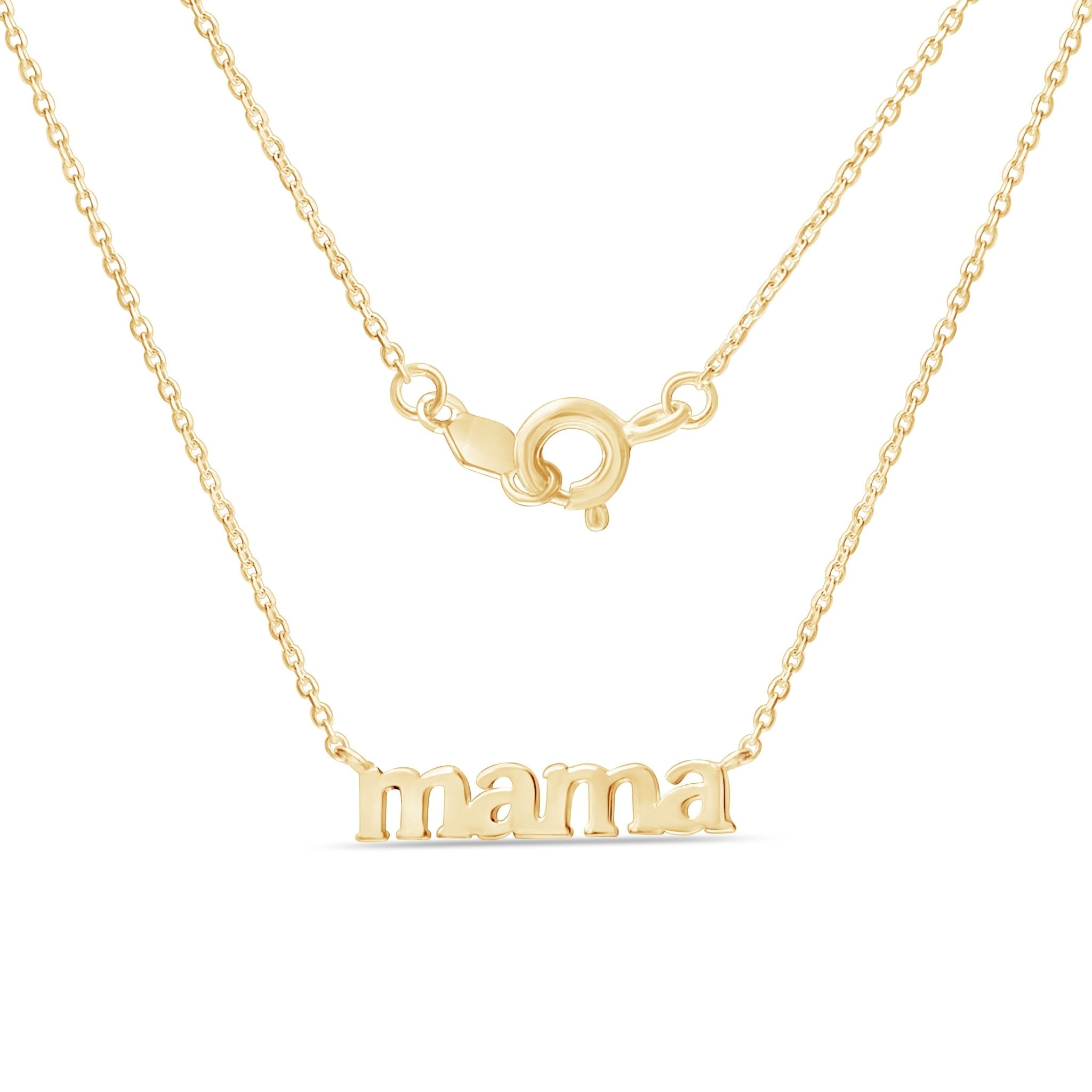 Mama Necklace in Solid 14k Yellow Gold