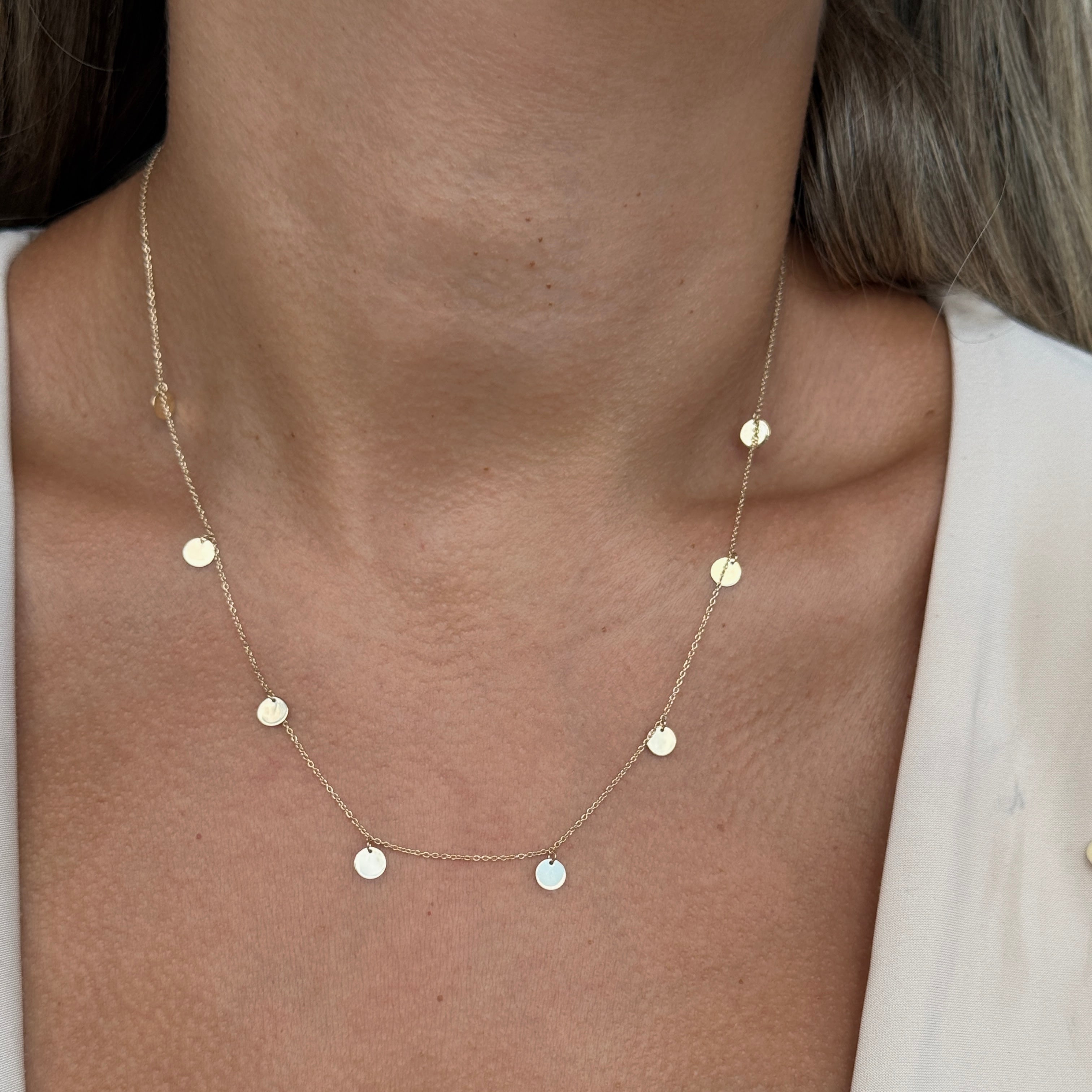 Coin Station Necklace in Solid 14k Yellow Gold