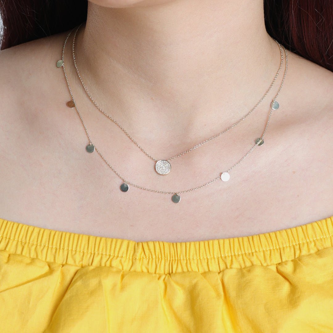 Coin Station Necklace in Solid 10k Yellow Gold