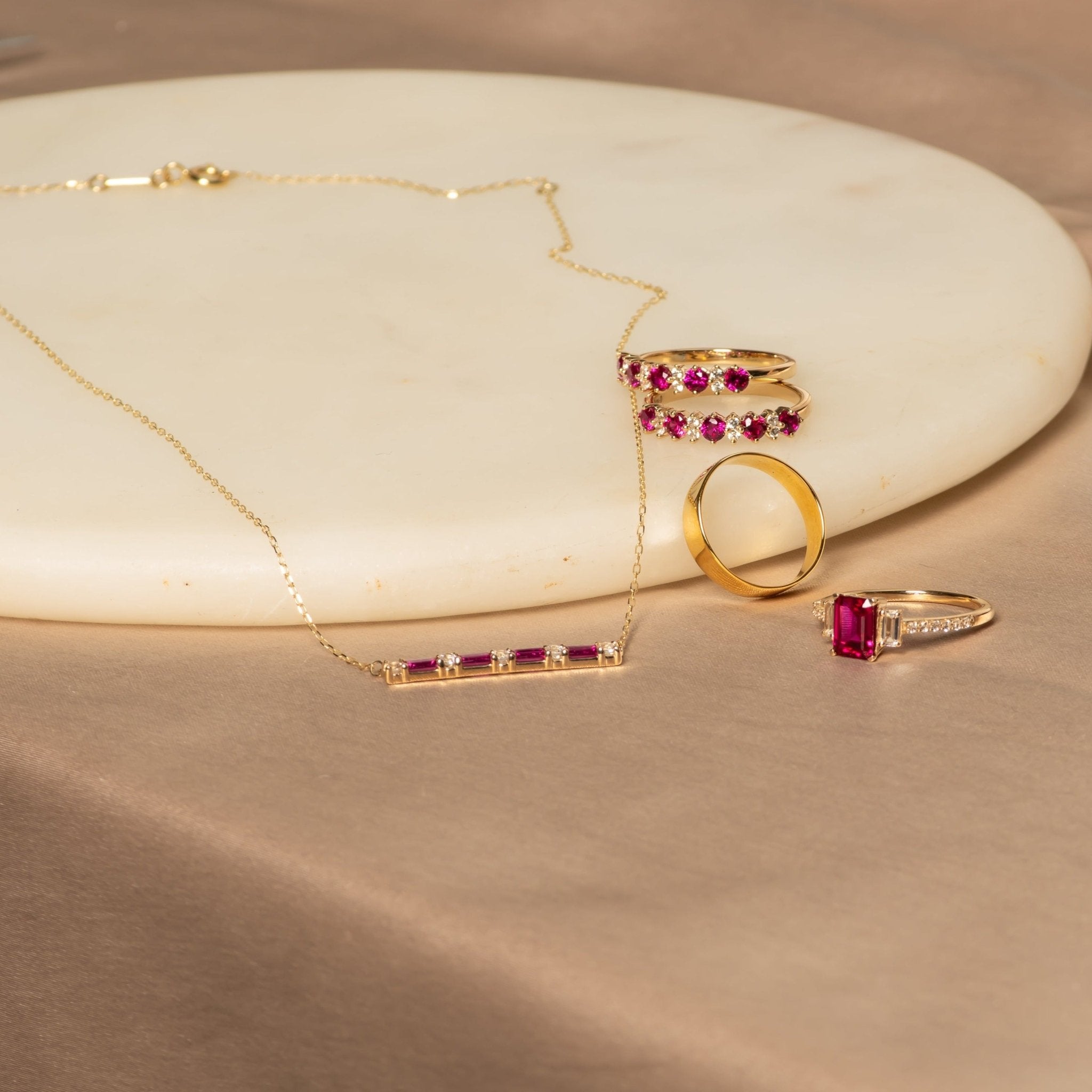 Alternating Emerald Cut Ruby and Round White Sapphire Bar Necklace Necklaces Estellacollection #product_description# 32691 Layering Necklace Made to Order Ruby #tag4# #tag5# #tag6# #tag7# #tag8# #tag9# #tag10#
