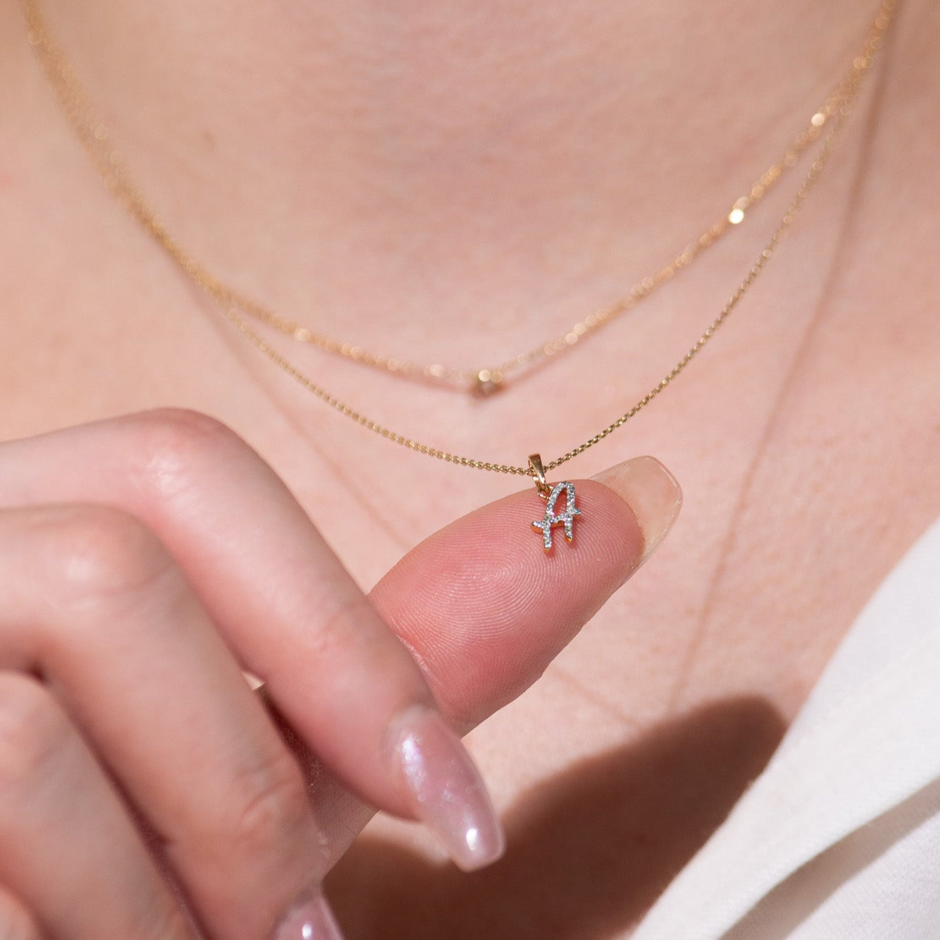 Cursive Diamond Initial Necklace - A Necklaces Estellacollection #product_description# 18557 14k Diamond Gemstone #tag4# #tag5# #tag6# #tag7# #tag8# #tag9# #tag10# 14k Yellow Gold