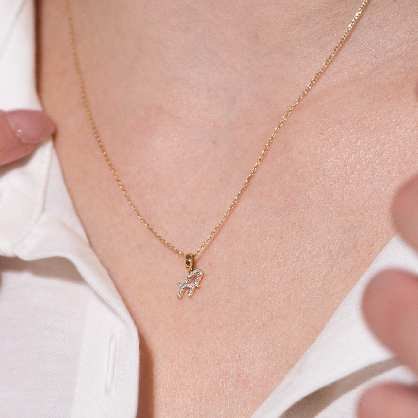 Cursive Diamond Initial Necklace - A Necklaces Estellacollection #product_description# 18557 14k Diamond Gemstone #tag4# #tag5# #tag6# #tag7# #tag8# #tag9# #tag10# 14k Yellow Gold