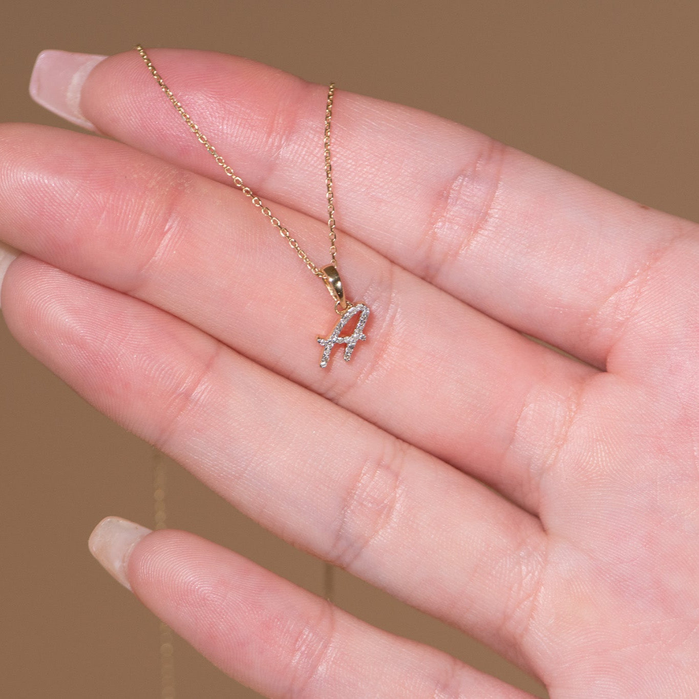 Cursive Diamond Initial Necklace - A Necklaces Estellacollection #product_description# 18557 14k Diamond Gemstone #tag4# #tag5# #tag6# #tag7# #tag8# #tag9# #tag10# 14k Yellow Gold