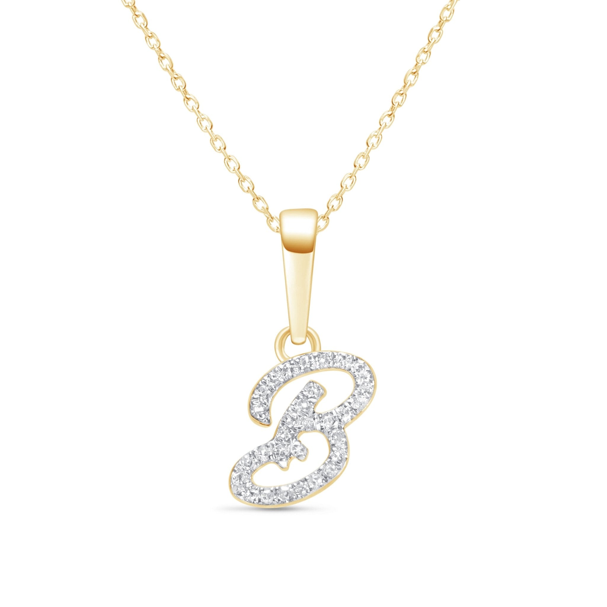 Cursive Diamond Initial Necklace - B Necklaces Estellacollection #product_description# 18557 14k Diamond Gemstone #tag4# #tag5# #tag6# #tag7# #tag8# #tag9# #tag10# 14k Yellow Gold