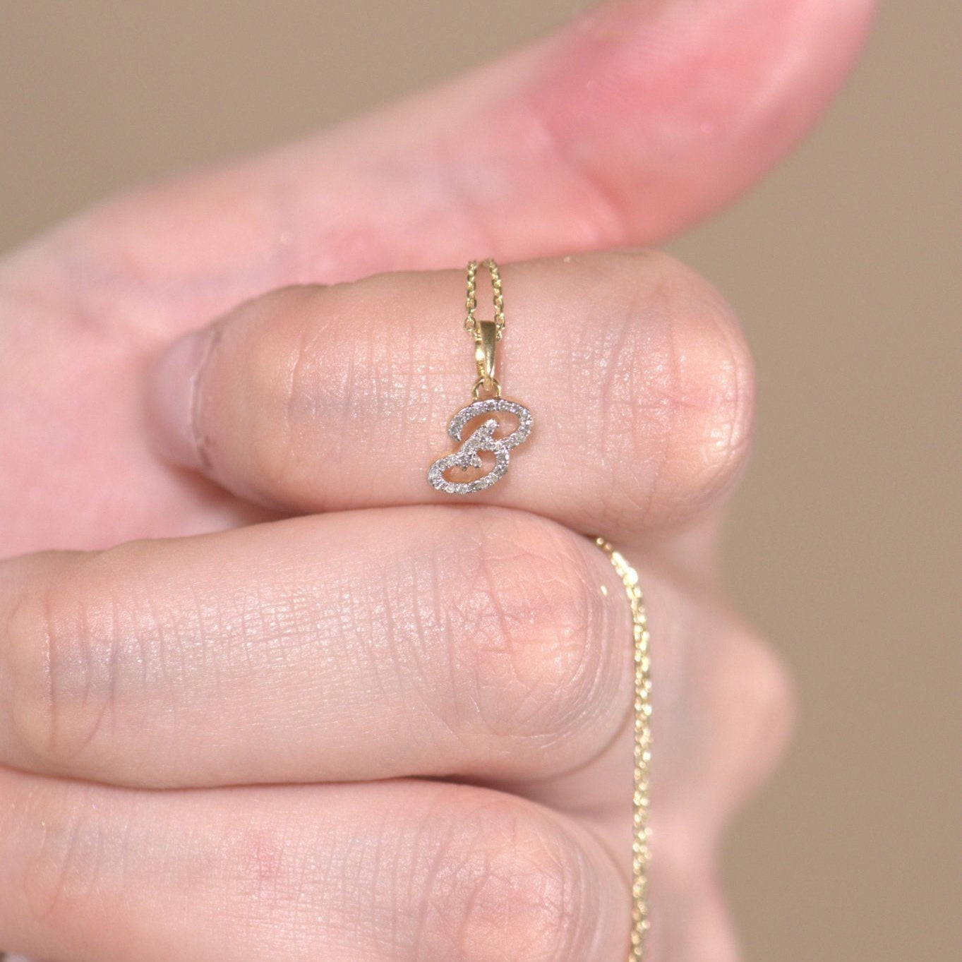 Cursive Diamond Initial Necklace - B Necklaces Estellacollection #product_description# 18557 14k Diamond Gemstone #tag4# #tag5# #tag6# #tag7# #tag8# #tag9# #tag10# 14k Yellow Gold