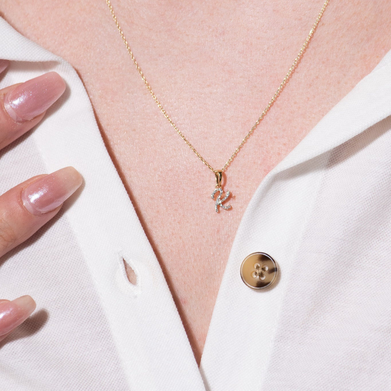 Cursive Diamond Initial Necklace - K Necklaces Estellacollection #product_description# 18557 14k Diamond Gemstone #tag4# #tag5# #tag6# #tag7# #tag8# #tag9# #tag10# 14k Yellow Gold