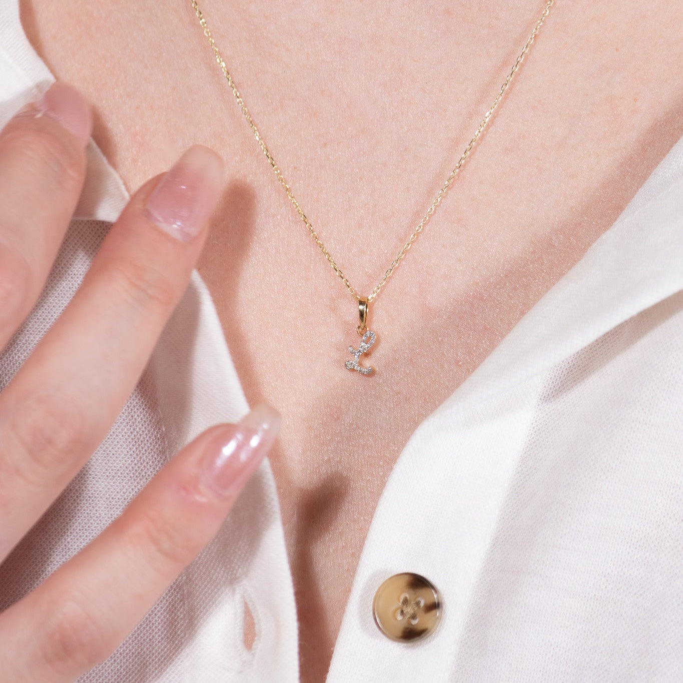 Cursive Diamond Initial Necklace - L Necklaces Estellacollection #product_description# 18557 14k Diamond Gemstone #tag4# #tag5# #tag6# #tag7# #tag8# #tag9# #tag10# 14k Yellow Gold