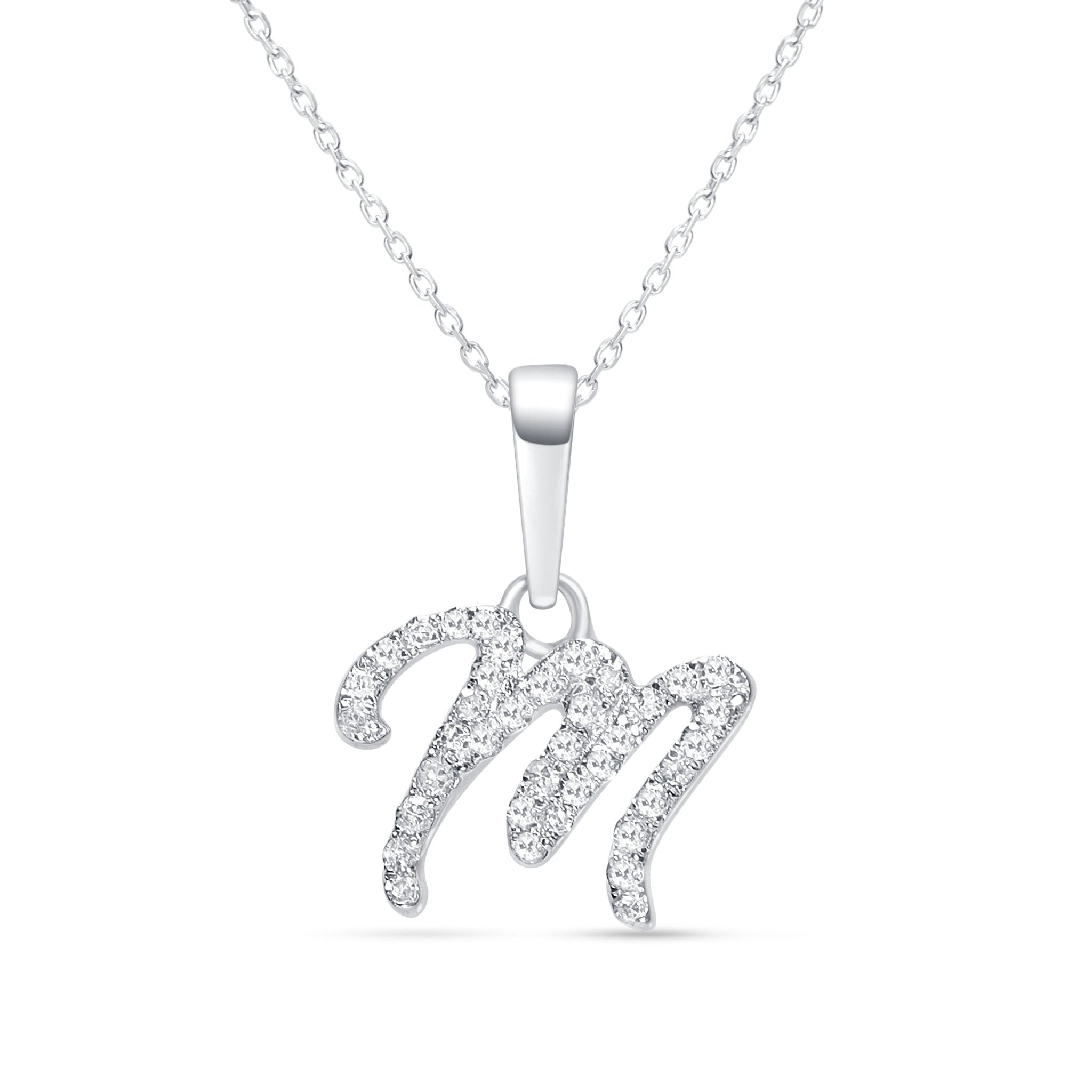 Cursive Diamond Initial Necklace - M Necklaces Estellacollection #product_description# 18557 14k Diamond Gemstone #tag4# #tag5# #tag6# #tag7# #tag8# #tag9# #tag10# 14k White Gold