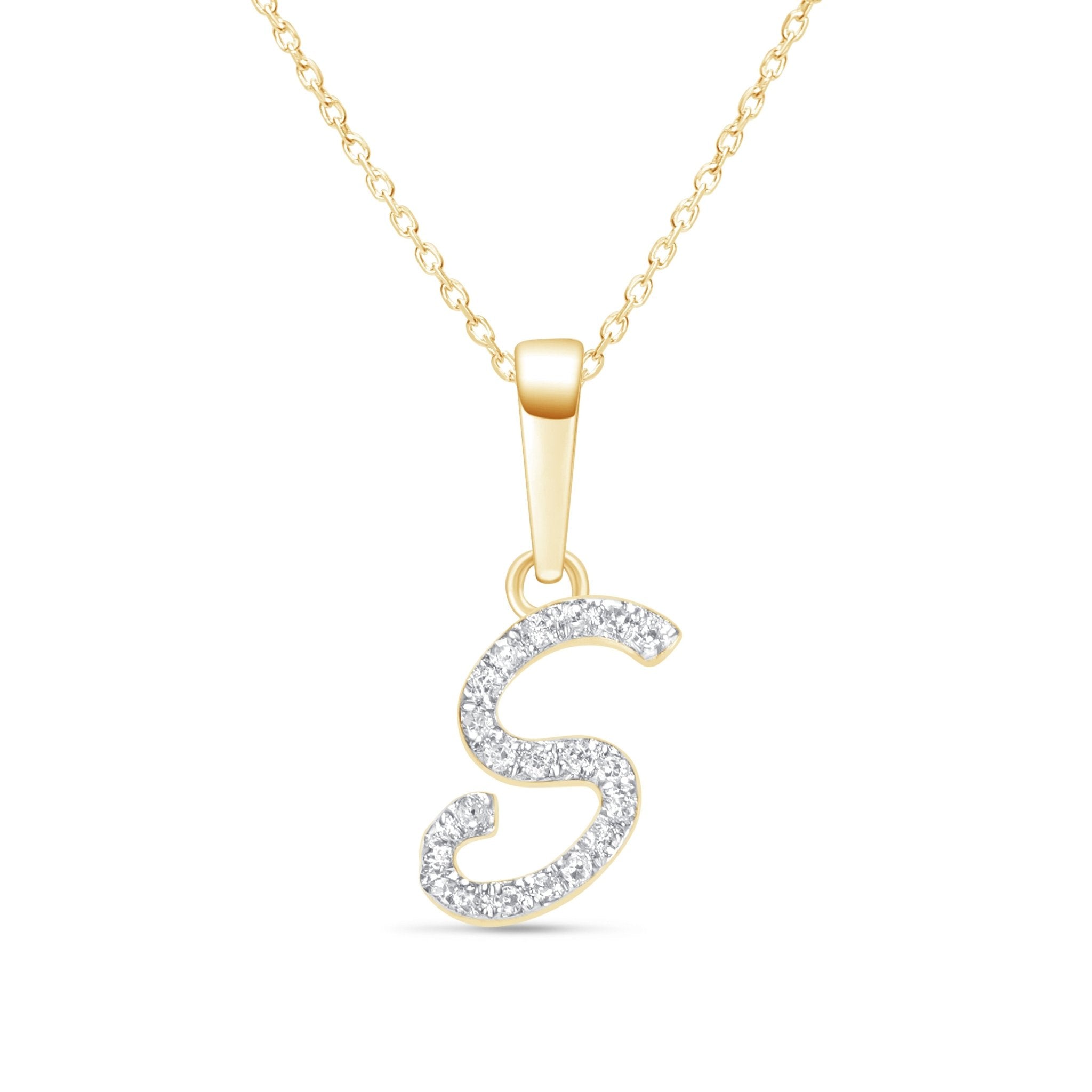 Cursive Diamond Initial Necklace - S Necklaces Estellacollection #product_description# 18557 14k Diamond Gemstone #tag4# #tag5# #tag6# #tag7# #tag8# #tag9# #tag10# 14k Yellow Gold
