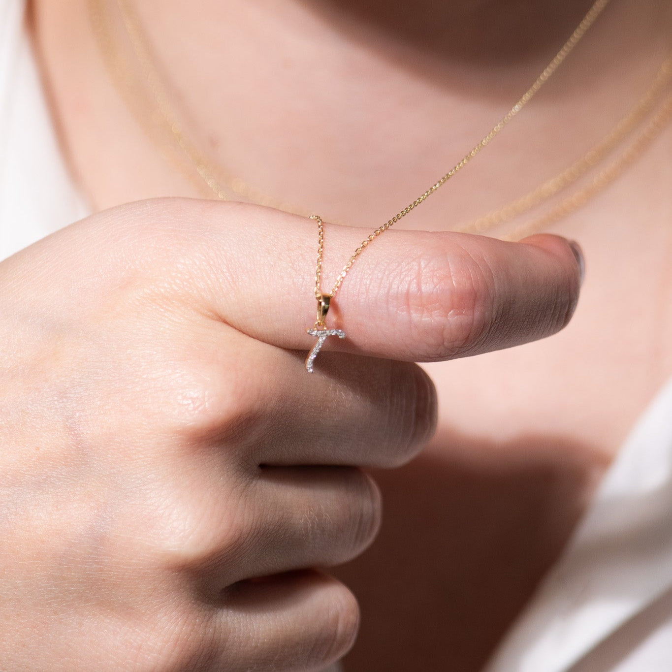 Cursive Diamond Initial Necklace - T Necklaces Estellacollection #product_description# 18557 14k Diamond Gemstone #tag4# #tag5# #tag6# #tag7# #tag8# #tag9# #tag10# 14k Yellow Gold