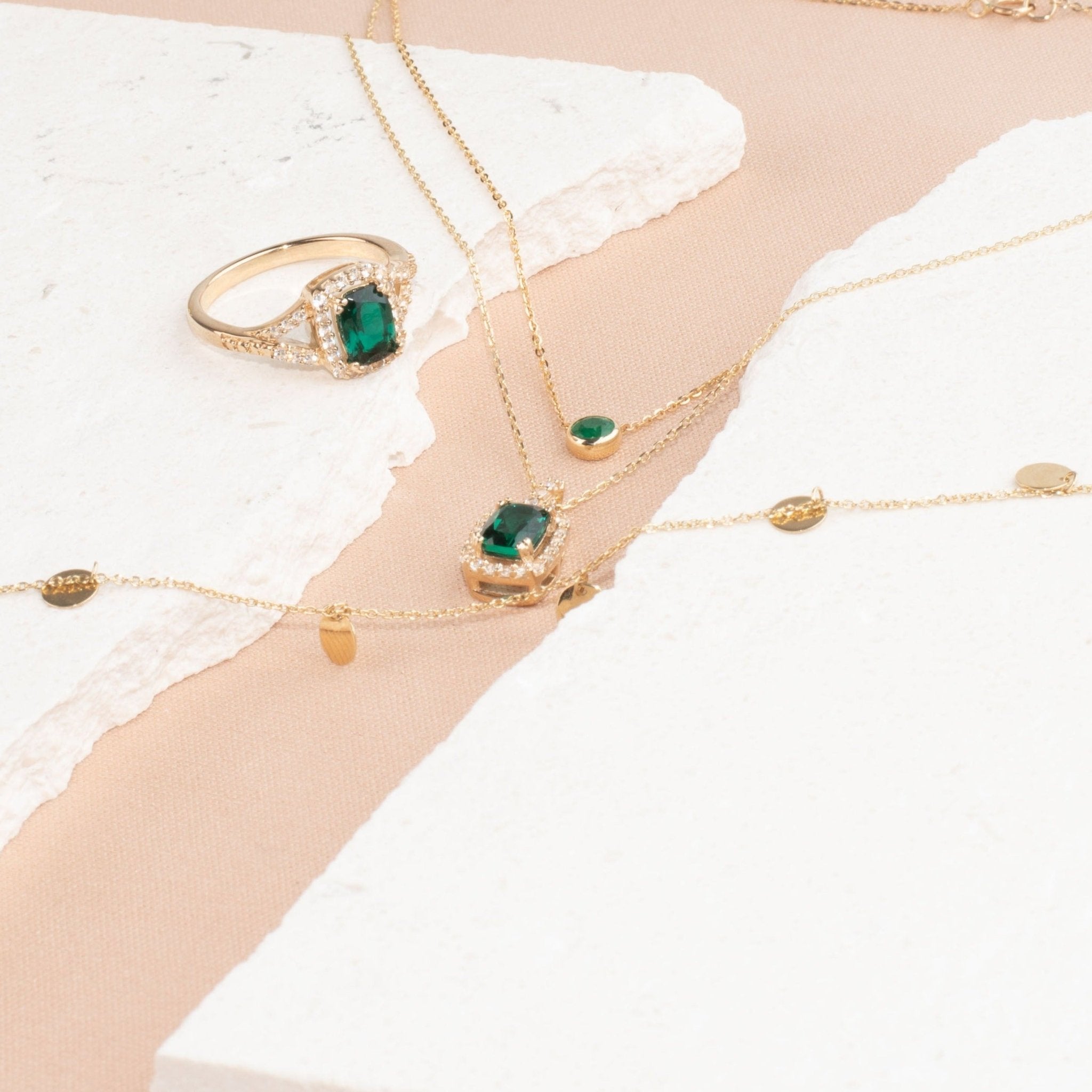 Emerald Station Necklace Bezel Set in 14k Gold Necklaces Estellacollection #product_description# 18409 14k Birthstone Emerald #tag4# #tag5# #tag6# #tag7# #tag8# #tag9# #tag10# 3MM