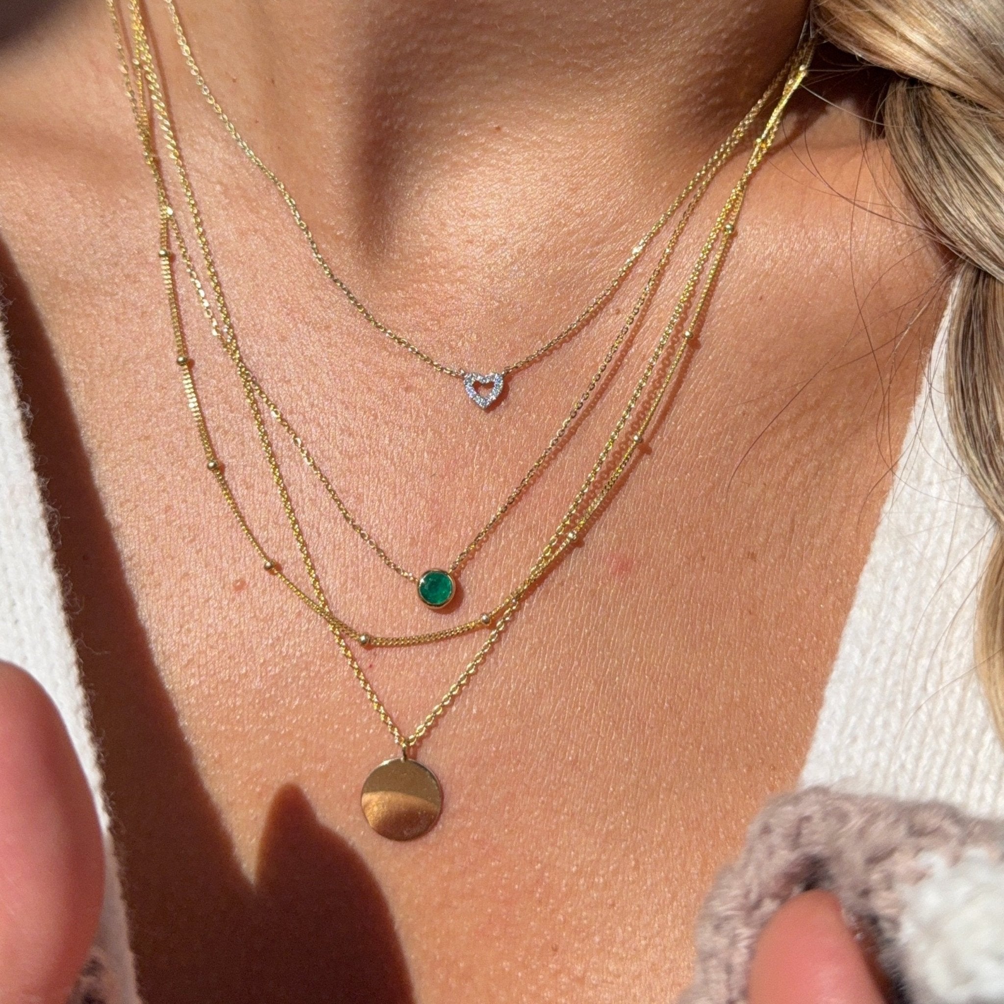 Diamond Heart Station Necklace in Solid 14k Rose Gold
