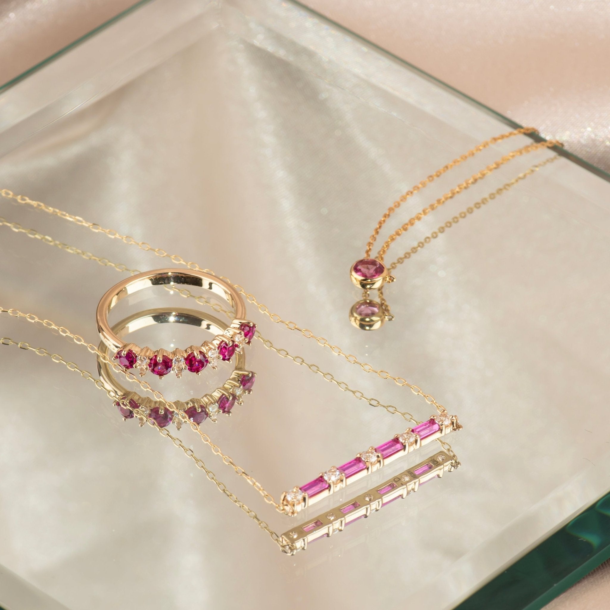 Pink Tourmaline Station Necklace Bezel Set in 14k Gold Necklaces Estellacollection #product_description# 18419 14k Birthstone Gemstone #tag4# #tag5# #tag6# #tag7# #tag8# #tag9# #tag10# 3MM