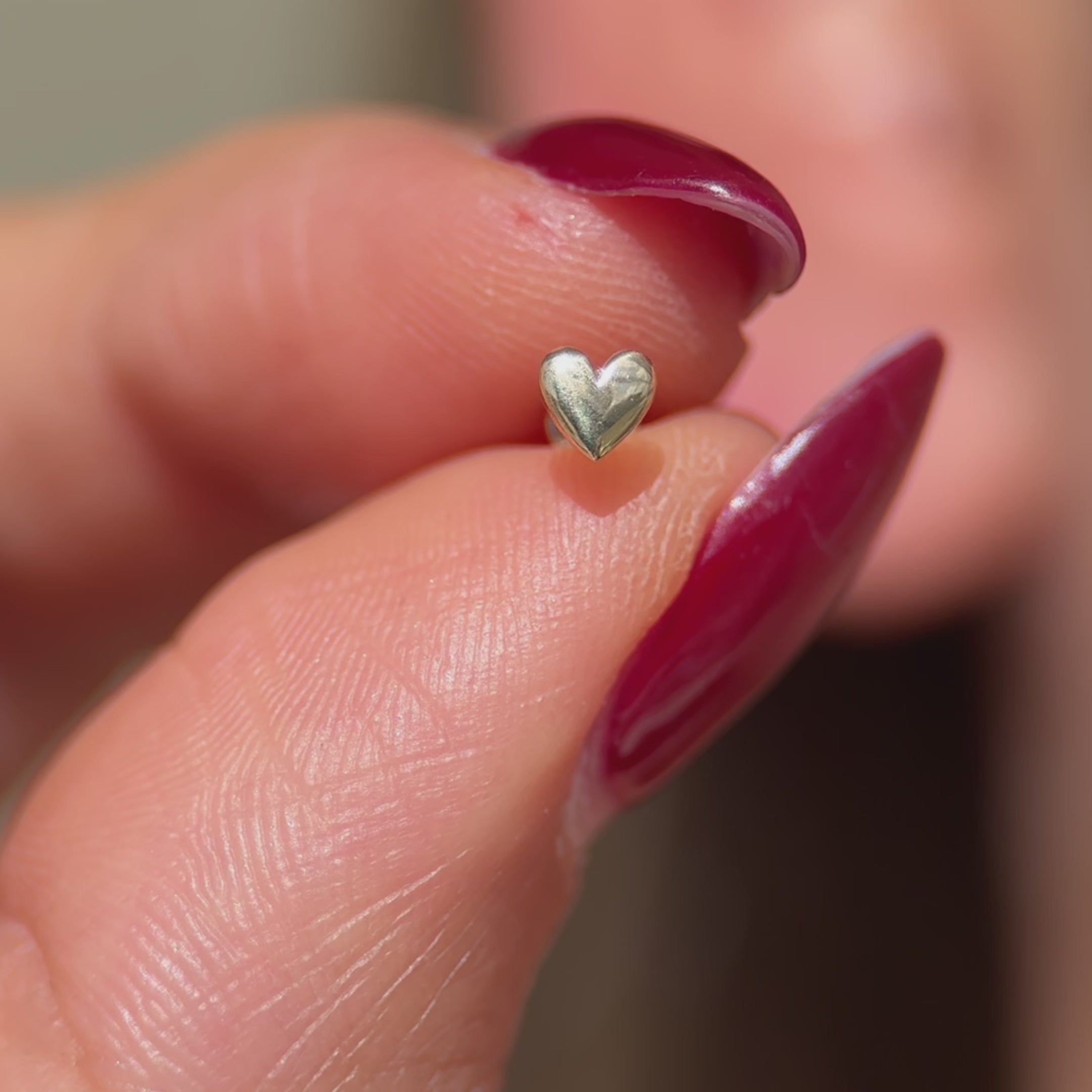 Yellow Gold Heart Threaded Flat Back Stud Earring