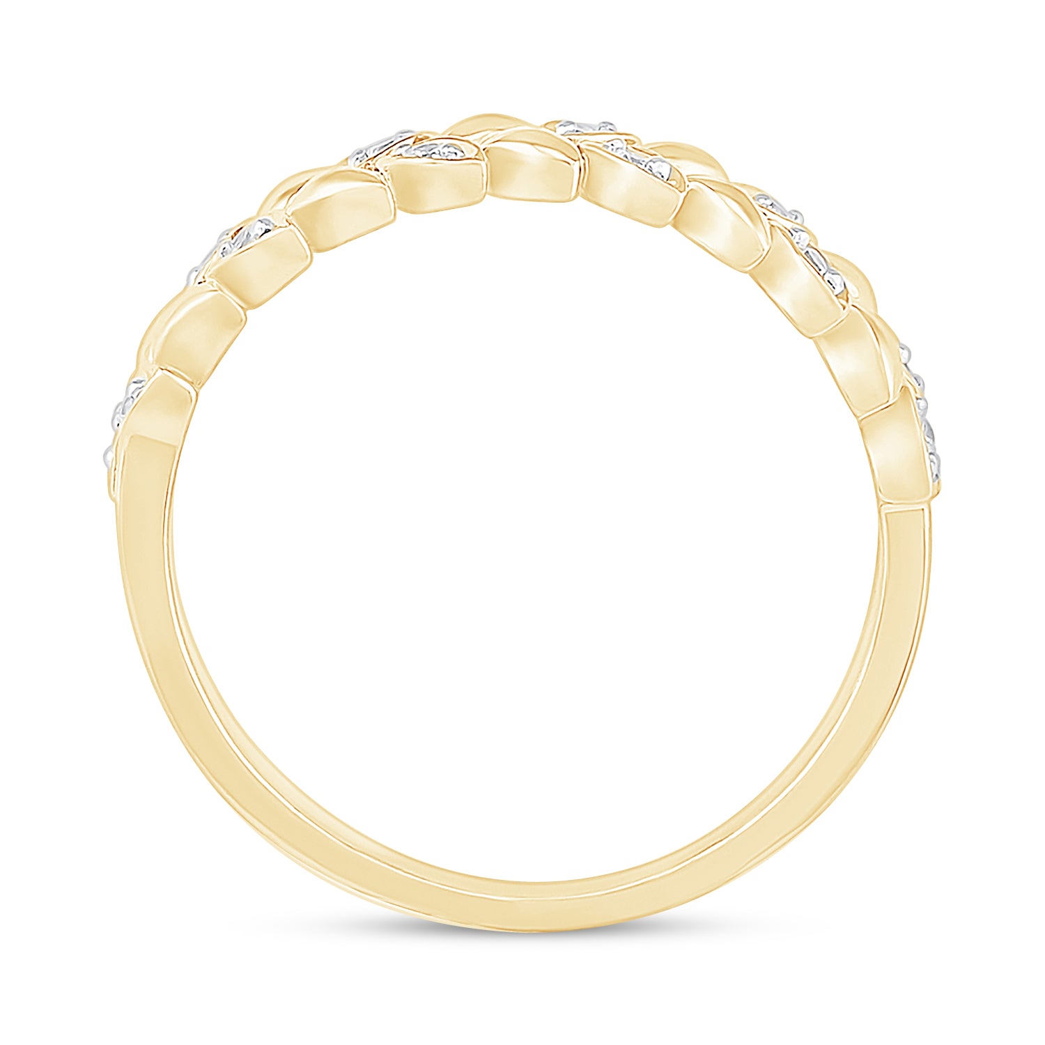 Diamond and Gold Vine Ring in Solid 10k Yellow Gold
