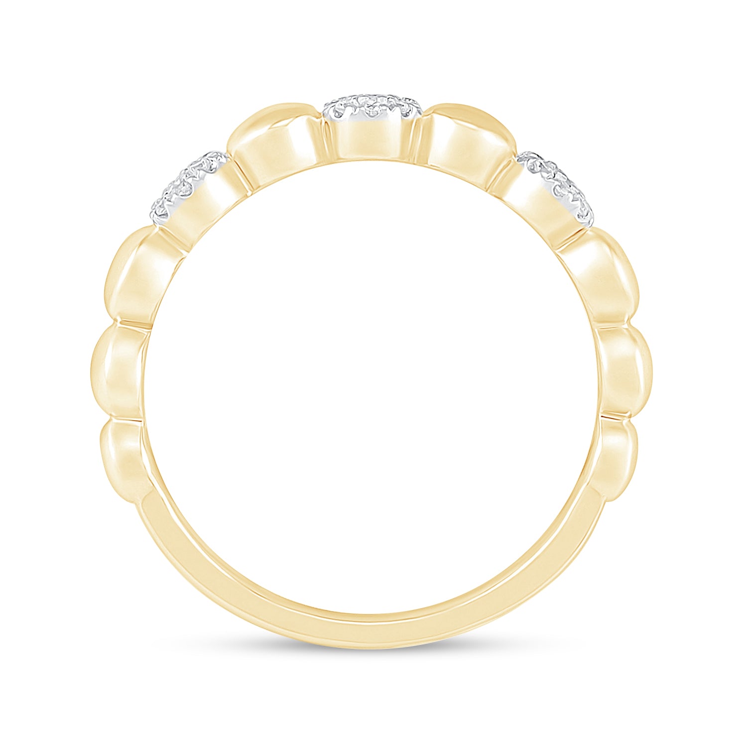 Alternating Diamond and Gold Circles Ring in Solid 10k Yellow Gold