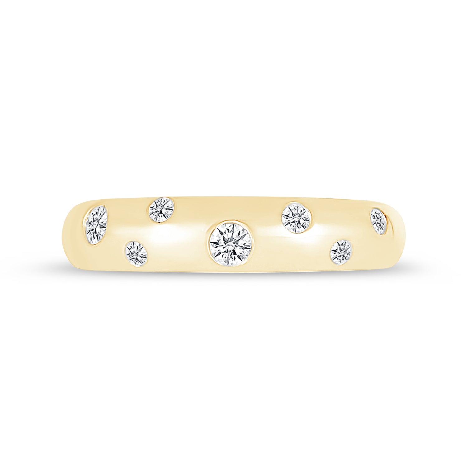 Domed Diamond Constellation Ring in Solid 10k Yellow Gold