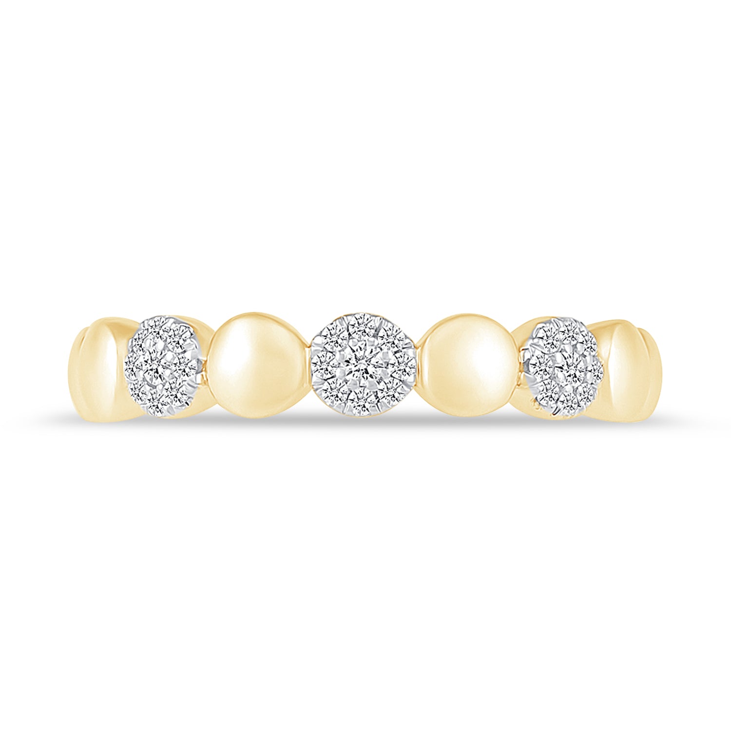 Alternating Diamond and Gold Circles Ring in Solid 10k Yellow Gold