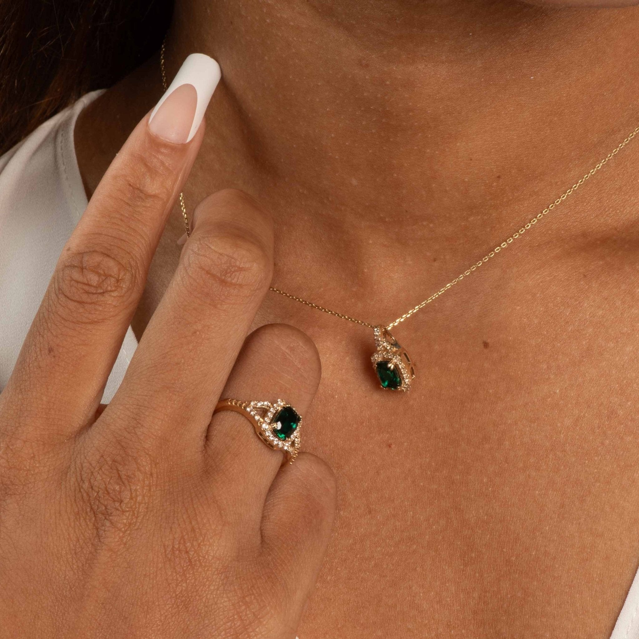 Cushion Cut Emerald Ring with White Sapphire Halo and Split Shank Rings Estellacollection #product_description# 32752 10k Birthstone Birthstone Jewelry #tag4# #tag5# #tag6# #tag7# #tag8# #tag9# #tag10#