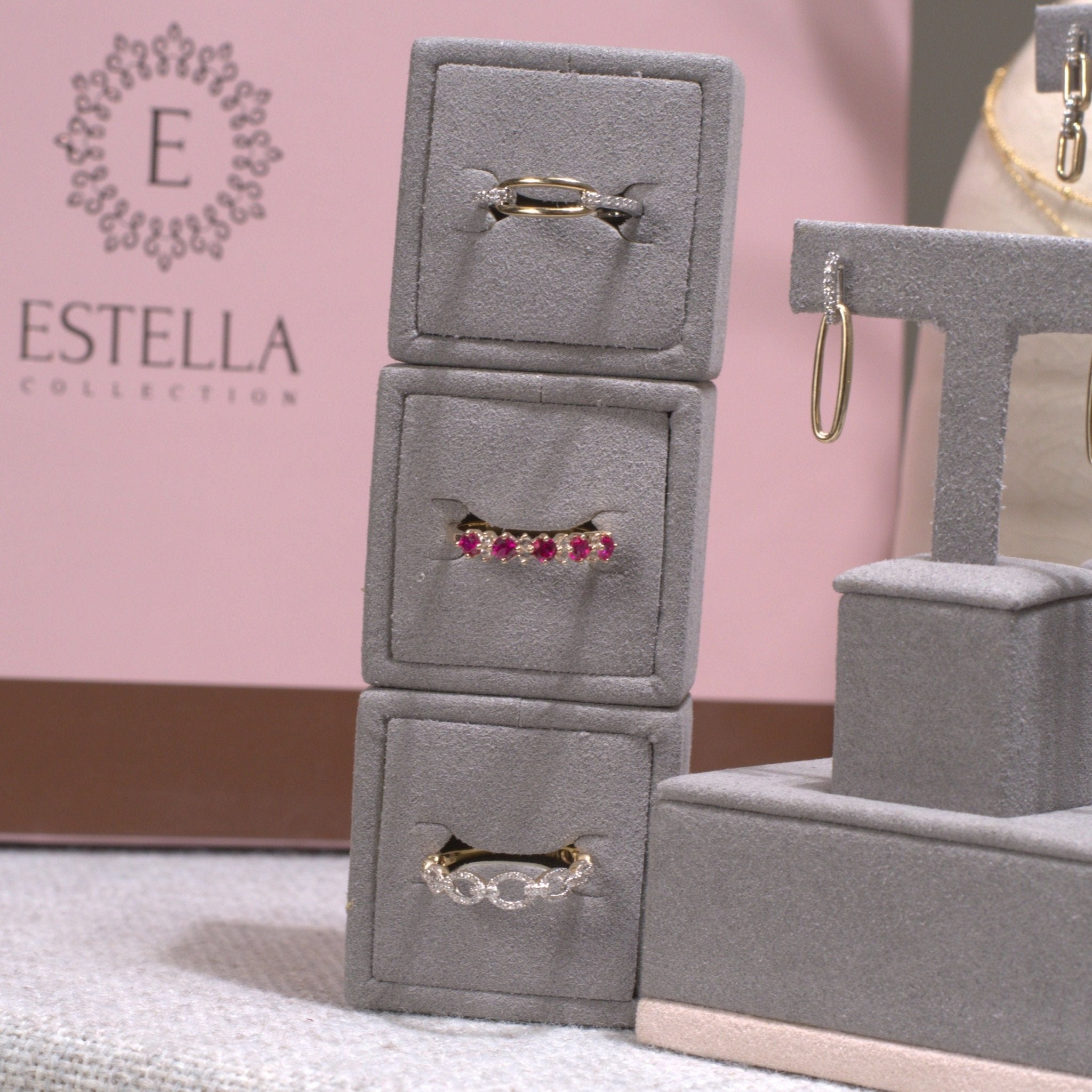 Ruby and White Sapphire Half Eternity Ring Rings Estellacollection #product_description# 32767 10k Birthstone Made to Order #tag4# #tag5# #tag6# #tag7# #tag8# #tag9# #tag10#