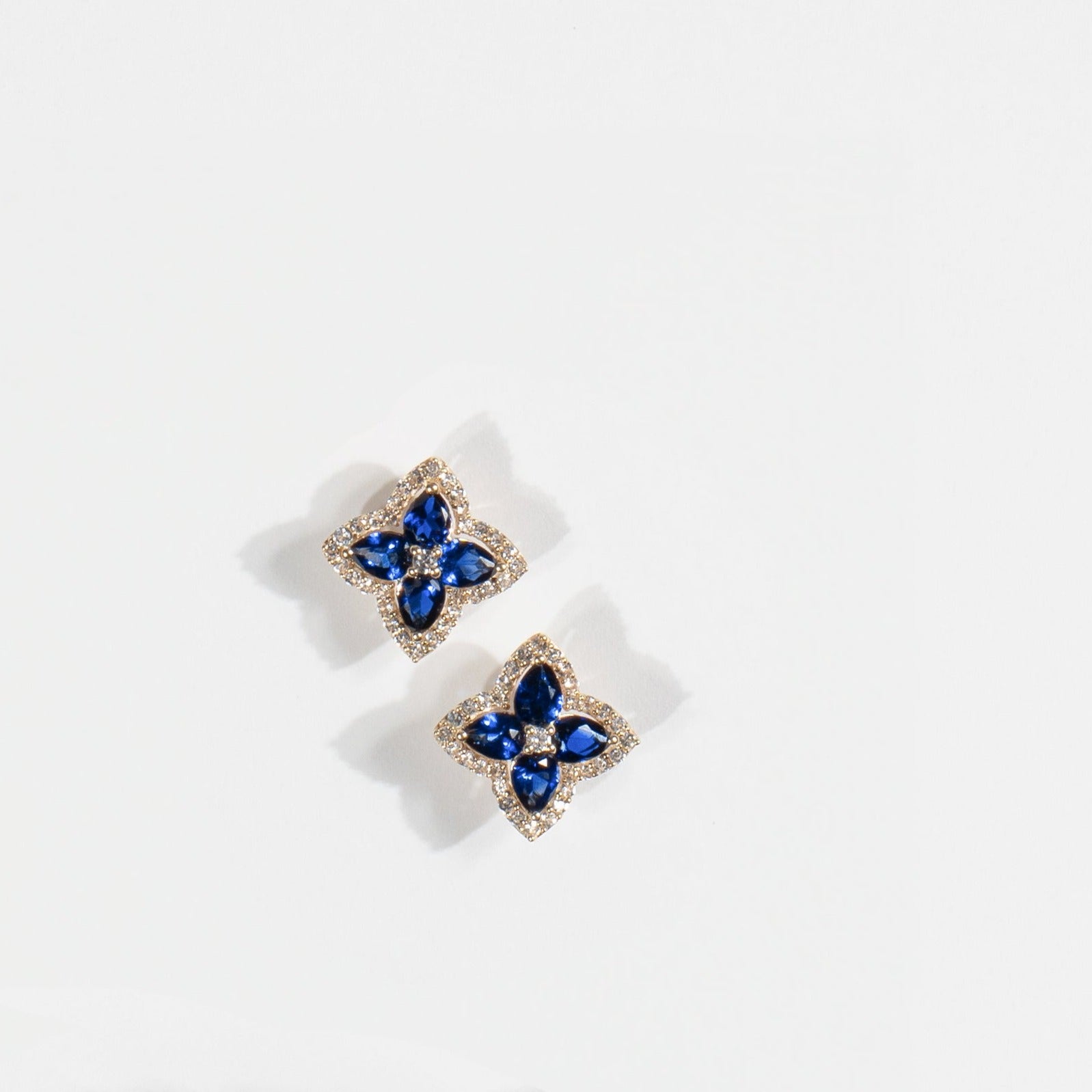 Blue Sapphire Clover Stud Earrings with White Sapphire Halo Earrings Estellacollection #product_description# 32657 10k Birthstone blue #tag4# #tag5# #tag6# #tag7# #tag8# #tag9# #tag10#