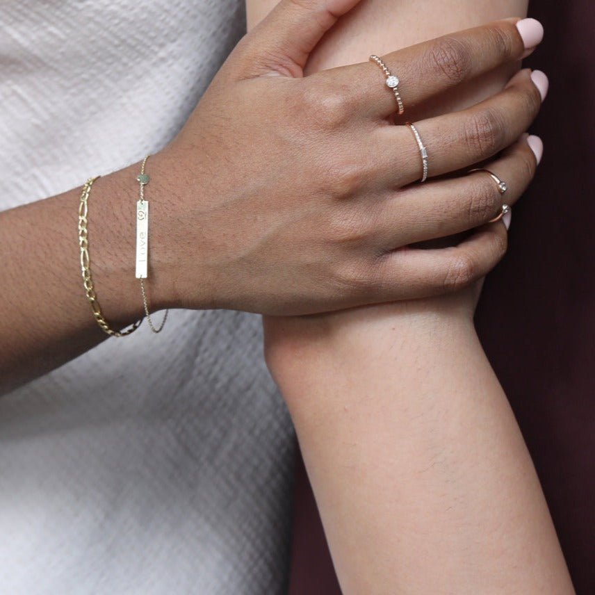 Bar with Engraved Heart Monogram Bracelet in 14k Solid Gold Bracelets Estellacollection #product_description# 17673 10k 14k Chain Bracelets #tag4# #tag5# #tag6# #tag7# #tag8# #tag9# #tag10#
