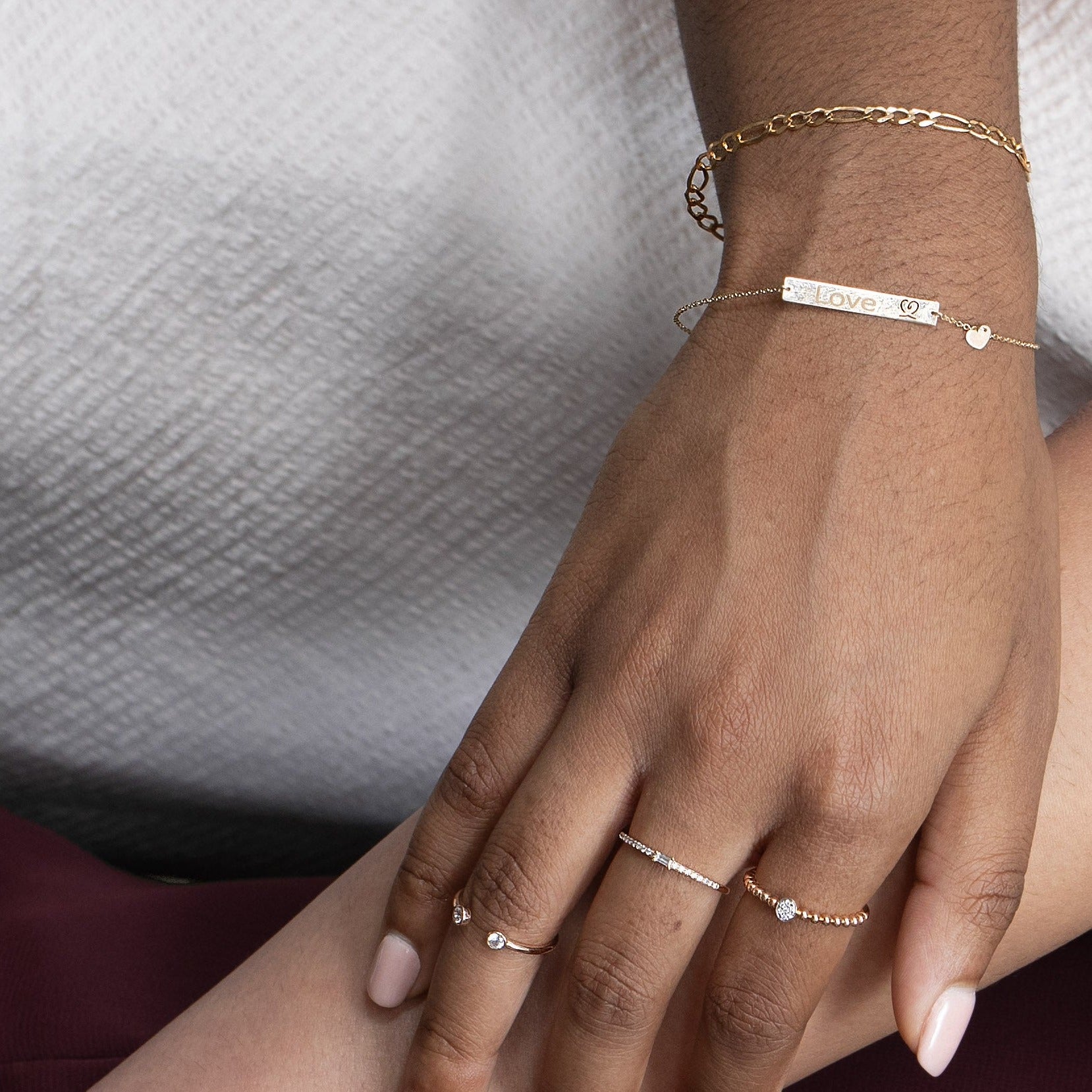 Bar with Engraved Heart Monogram Bracelet in 14k Solid Gold Bracelets Estellacollection #product_description# 17673 10k 14k Chain Bracelets #tag4# #tag5# #tag6# #tag7# #tag8# #tag9# #tag10#