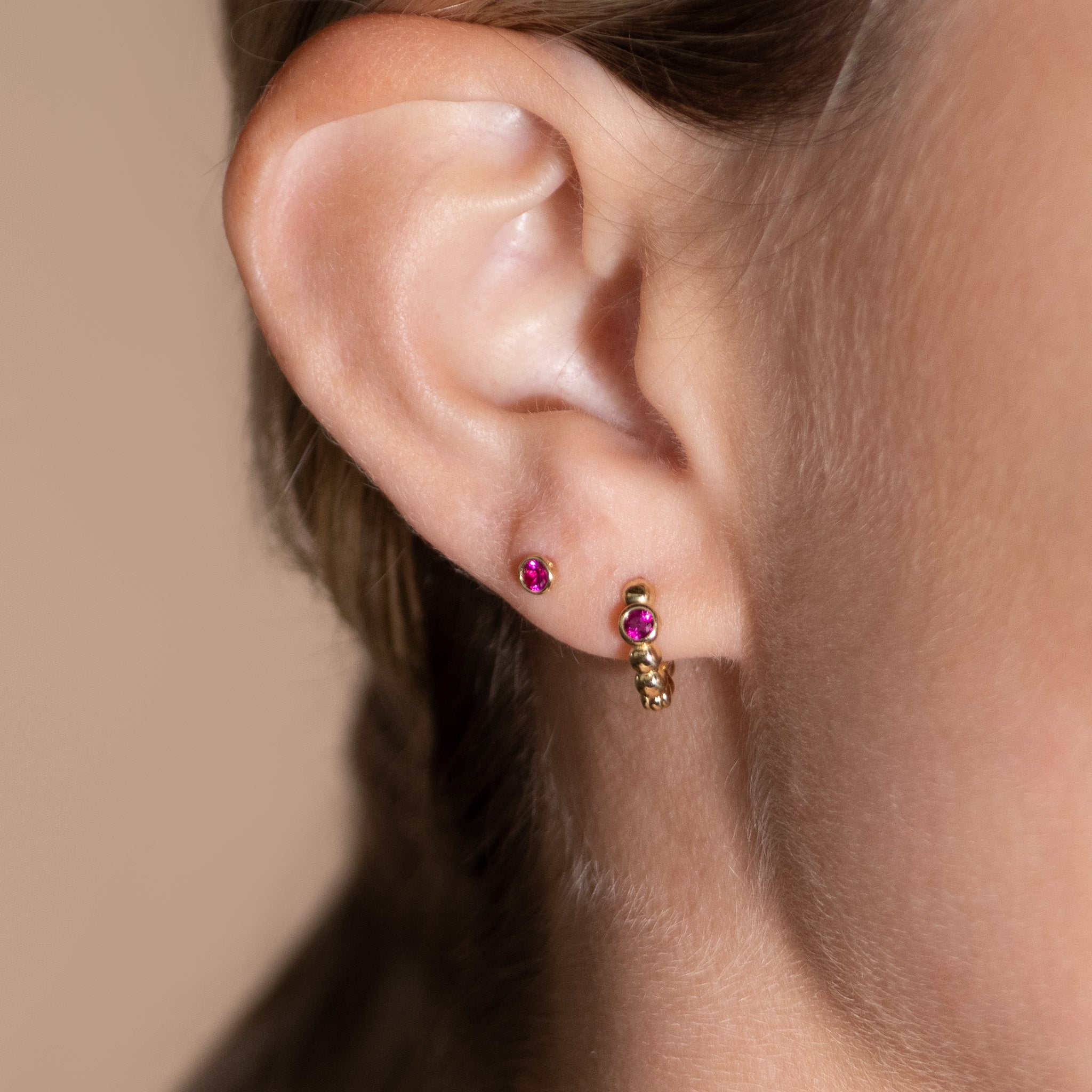 Beaded Hoop with Ruby Earrings Estellacollection #product_description# 18523 14k Birthstone Birthstone Earrings #tag4# #tag5# #tag6# #tag7# #tag8# #tag9# #tag10#