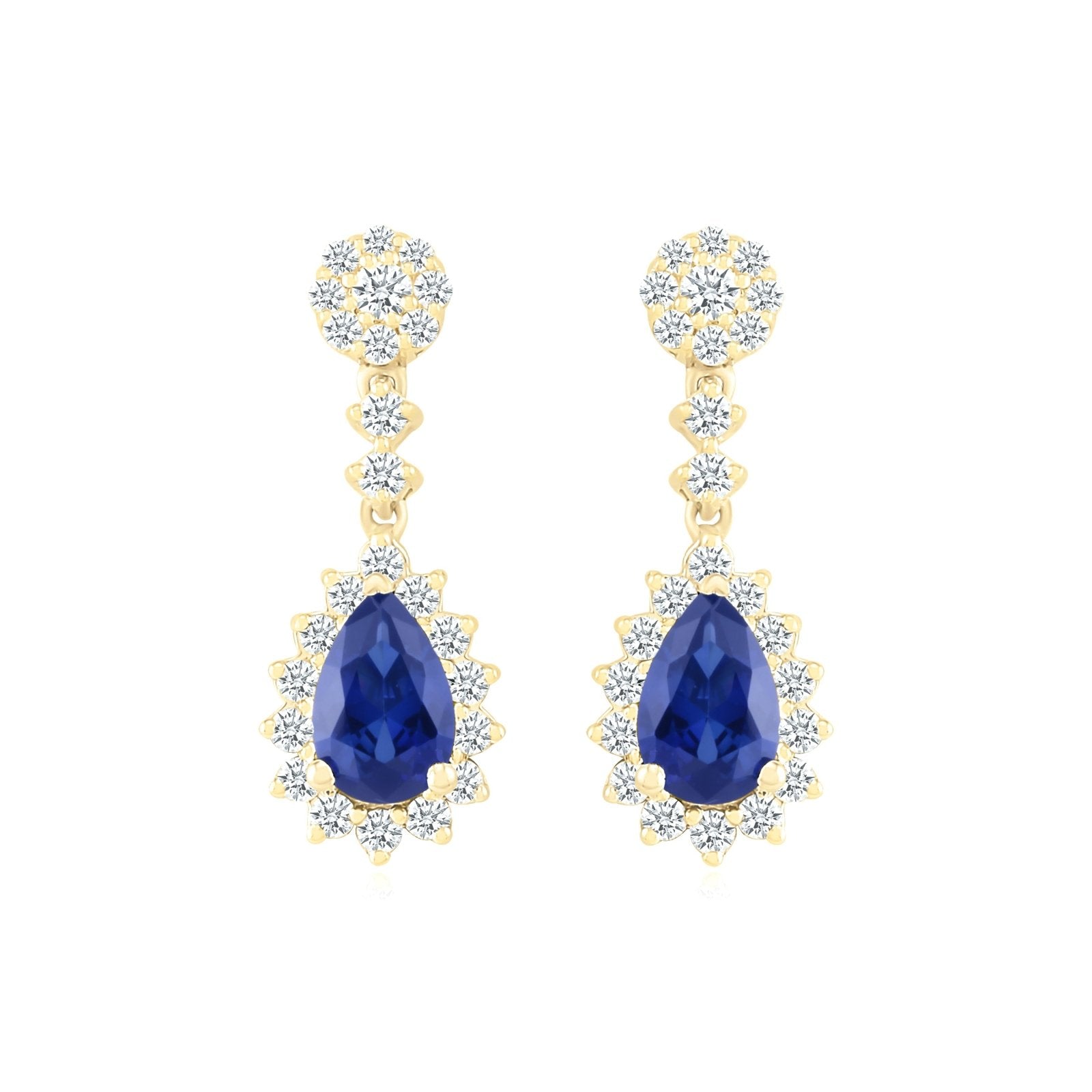 Blue Sapphire Dangle Earrings with White Sapphire Halo Earrings Estellacollection #product_description# 32654 10k Birthstone blue #tag4# #tag5# #tag6# #tag7# #tag8# #tag9# #tag10#