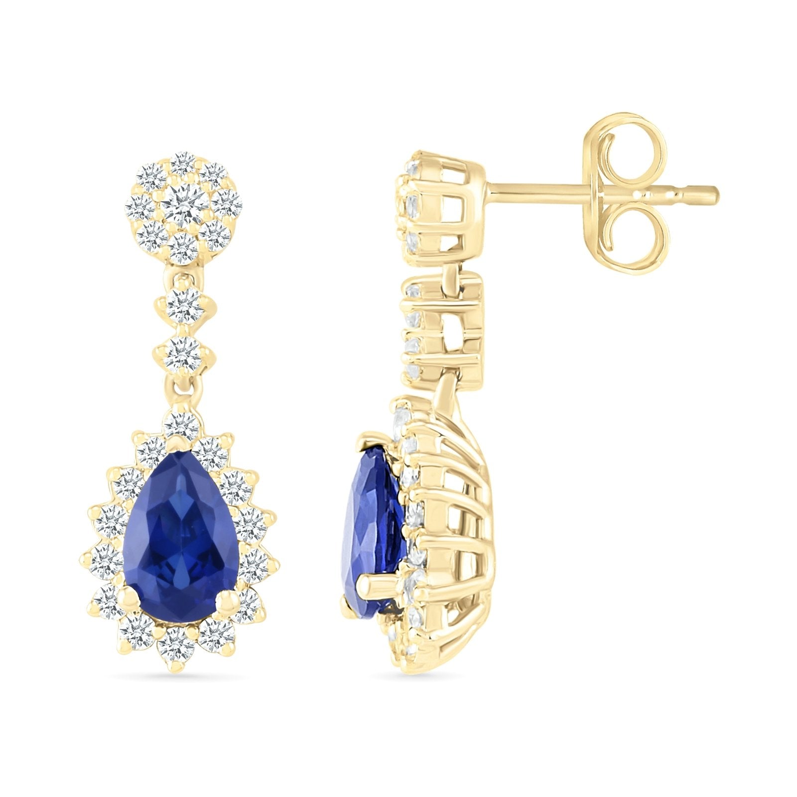 Blue Sapphire Dangle Earrings with White Sapphire Halo Earrings Estellacollection #product_description# 32654 10k Birthstone blue #tag4# #tag5# #tag6# #tag7# #tag8# #tag9# #tag10#