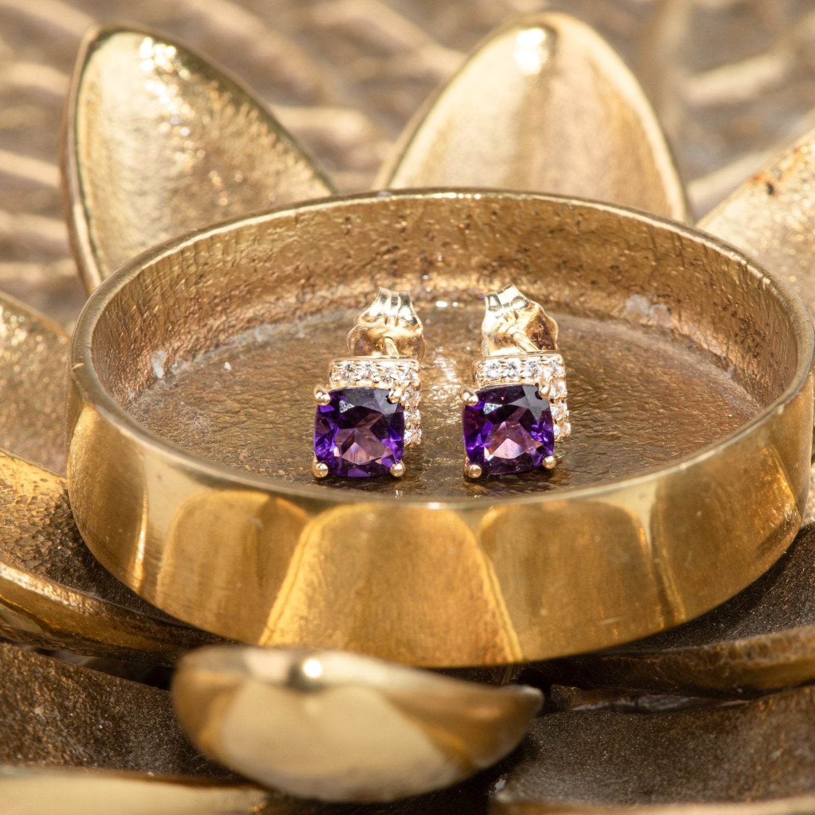 Cushion Cut Amethyst Studs with White Sapphire Pave Accent Earrings Estellacollection #product_description# 32660 Amethyst Colorless Gemstone Made to Order #tag4# #tag5# #tag6# #tag7# #tag8# #tag9# #tag10#