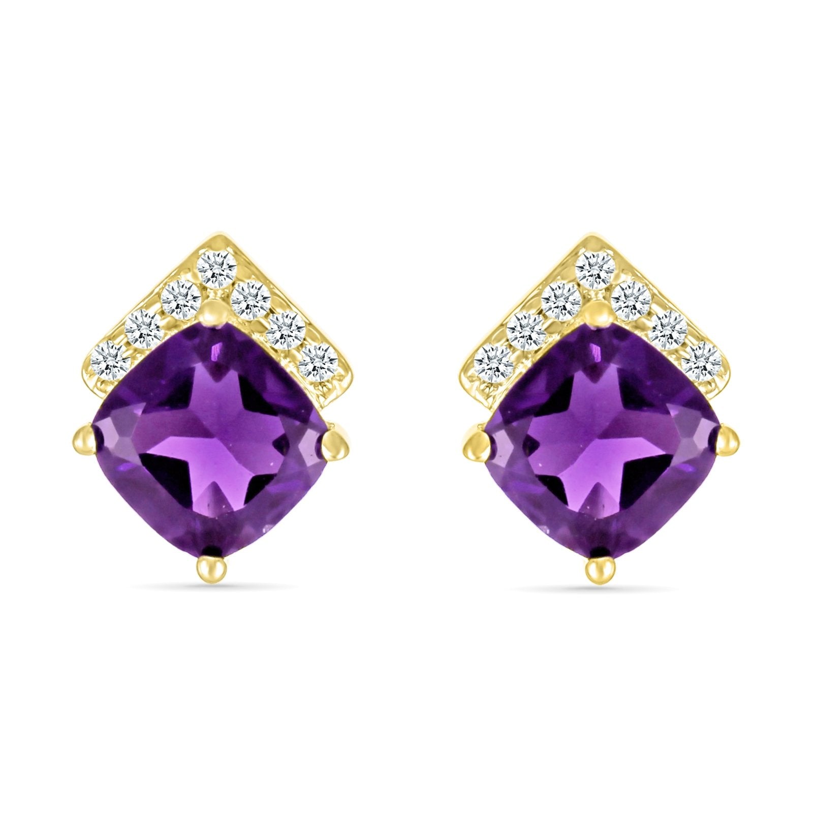 Cushion Cut Amethyst Studs with White Sapphire Pave Accent Earrings Estellacollection #product_description# 32660 Amethyst Colorless Gemstone Made to Order #tag4# #tag5# #tag6# #tag7# #tag8# #tag9# #tag10#