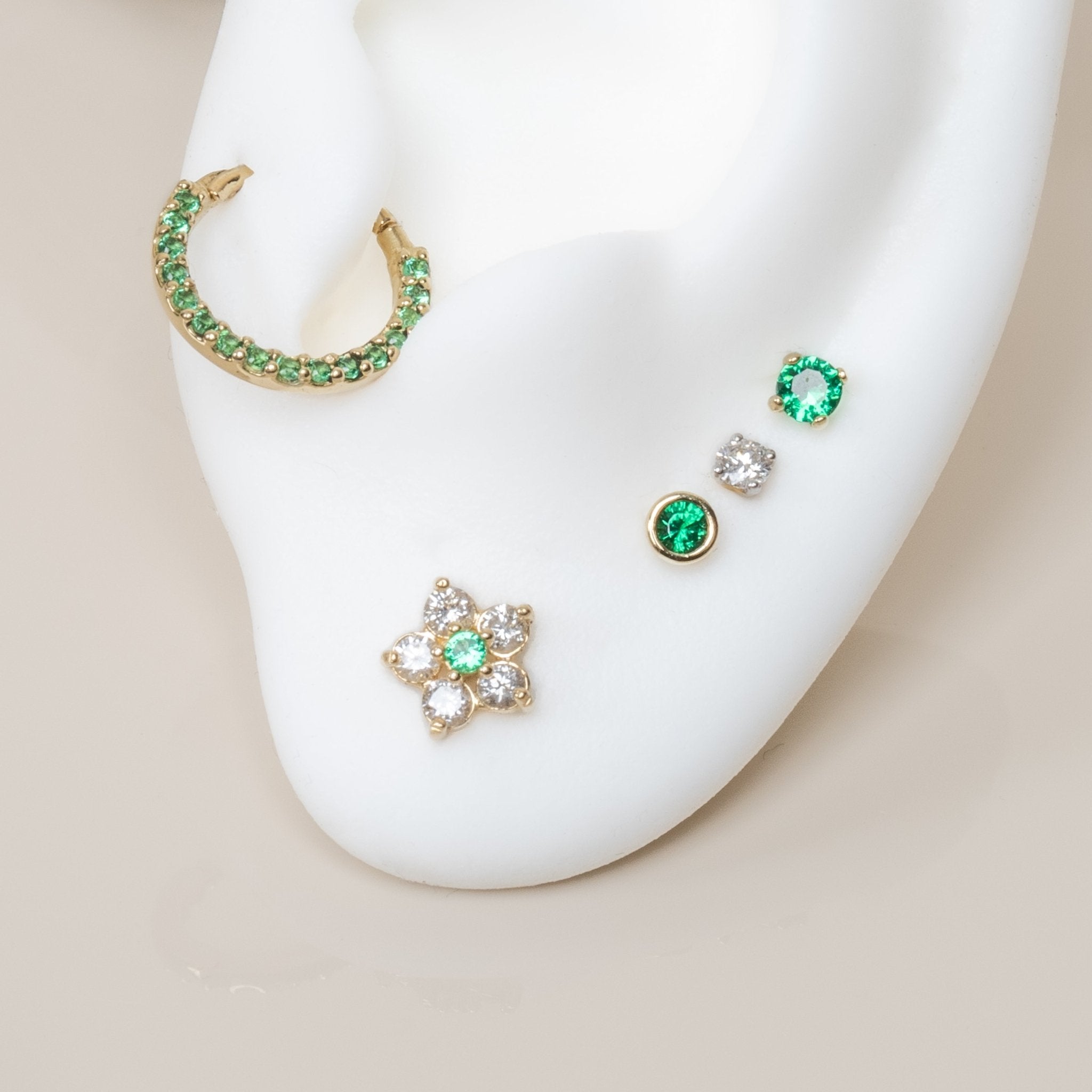 Emerald Pavé Studded Eternity Clicker Single Hoop in Solid 14k Yellow Gold Earrings Estellacollection #product_description# 18091 14k Birthstone Earrings #tag4# #tag5# #tag6# #tag7# #tag8# #tag9# #tag10#