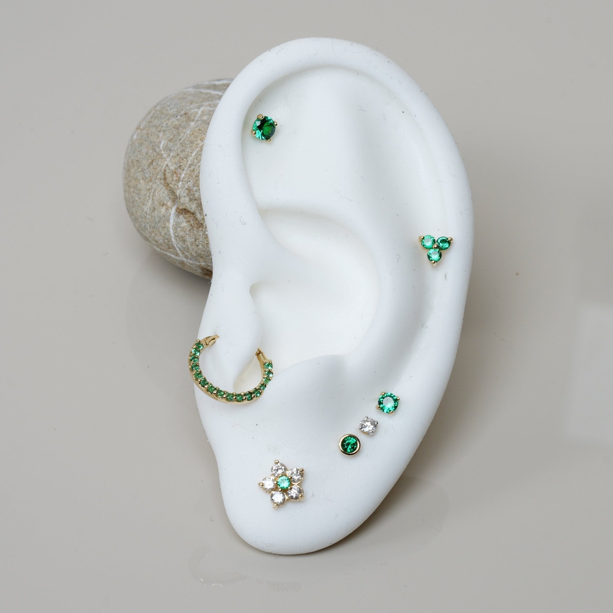 Emerald Pavé Studded Eternity Clicker Single Hoop in Solid 14k Yellow Gold Earrings Estellacollection #product_description# 18091 14k Birthstone Earrings #tag4# #tag5# #tag6# #tag7# #tag8# #tag9# #tag10#